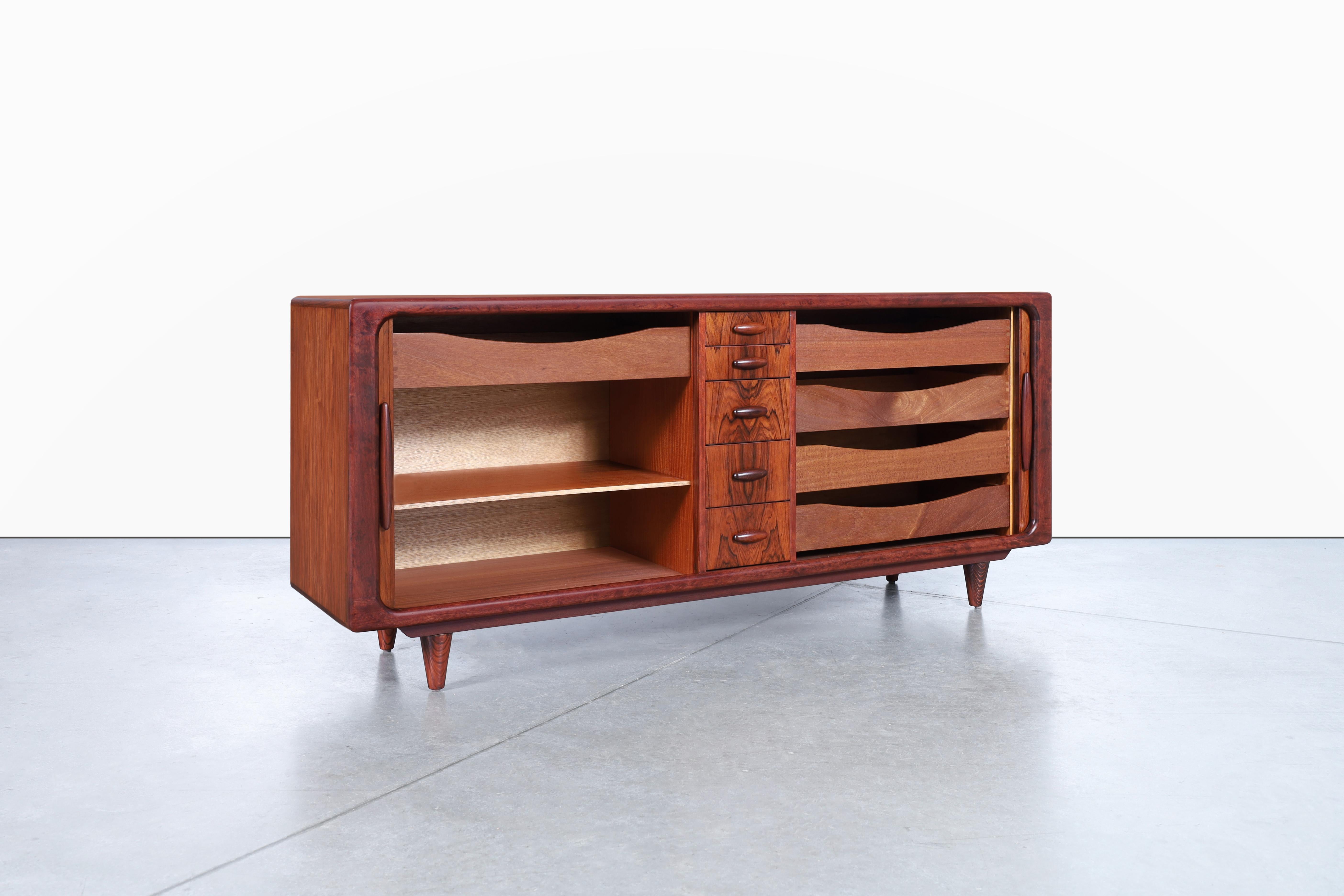 Mid-20th Century Danish Modern Rosewood Tambour Door Credenza by Dyrlund For Sale