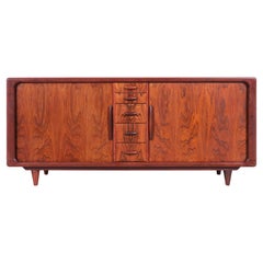 Credenza moderna danesa con puerta de tambor de palisandro de Dyrlund