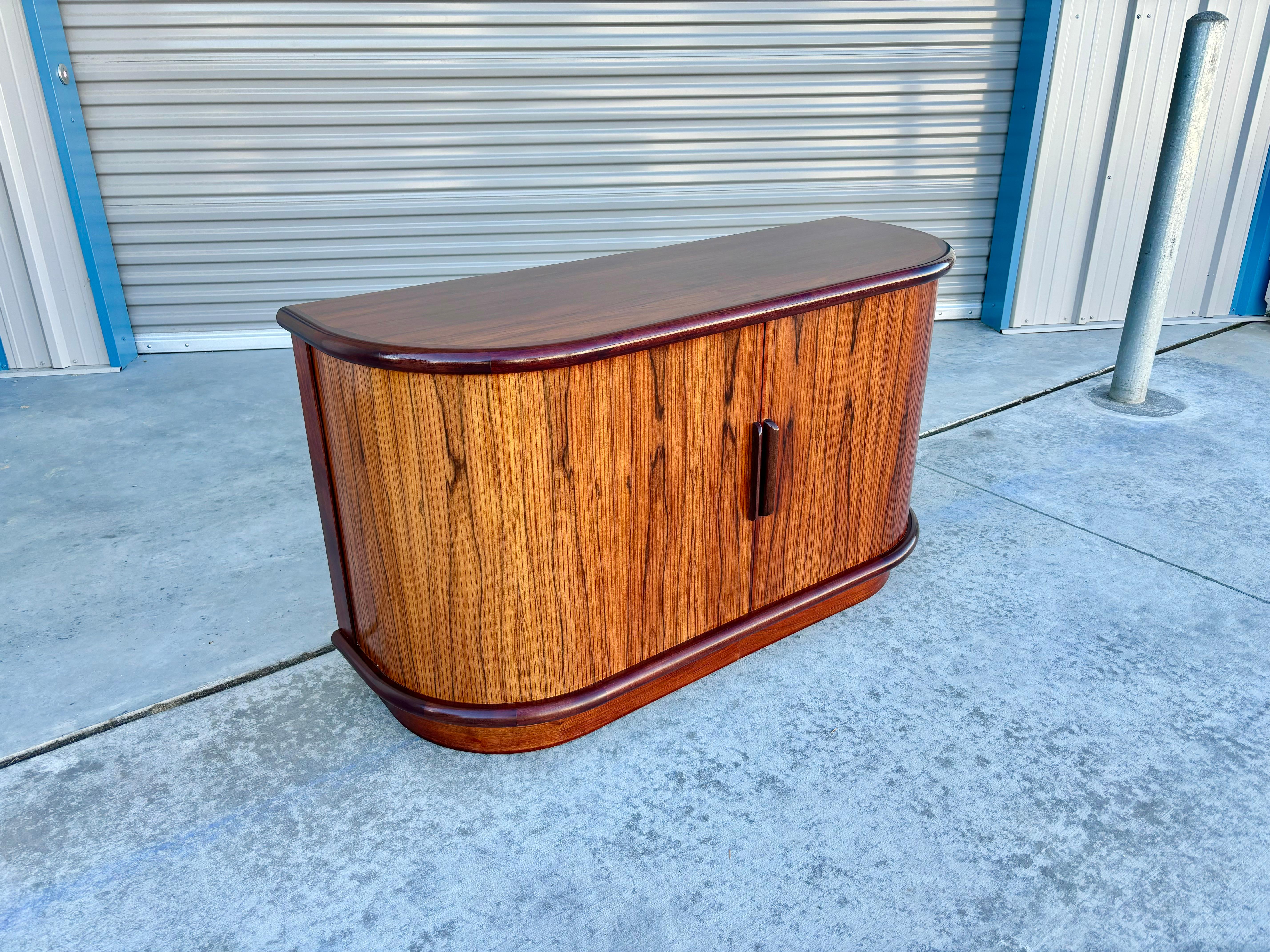Mid-20th Century Danish Modern Rosewood Tambour Sideboard Styled After Dyrlund 1960s