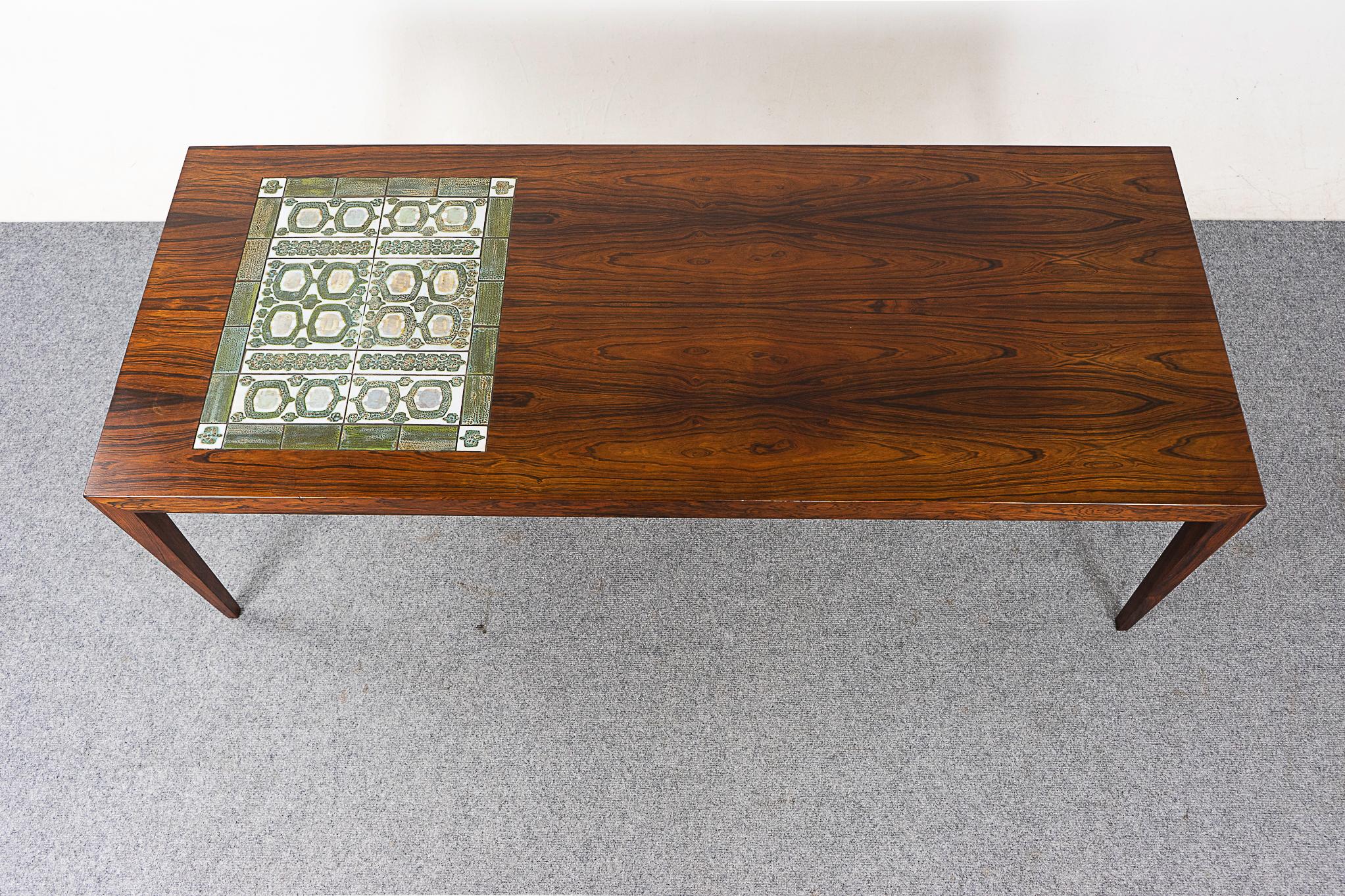 Ceramic Danish Modern Rosewood & Tile Coffee Table by Severin Hansen For Sale