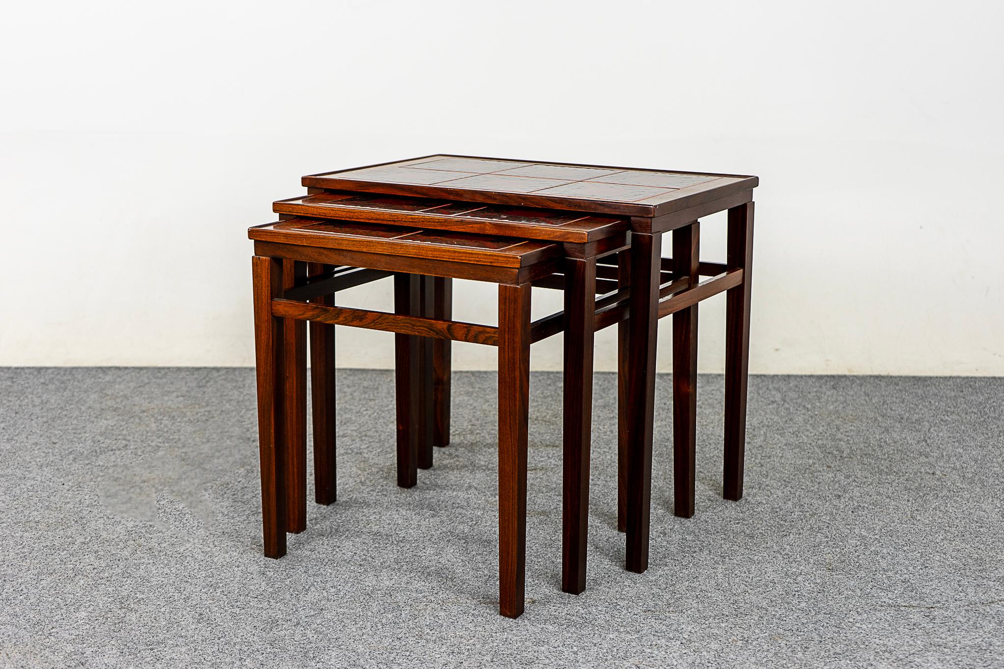 Danish Modern Rosewood & Tile Nesting Table 1