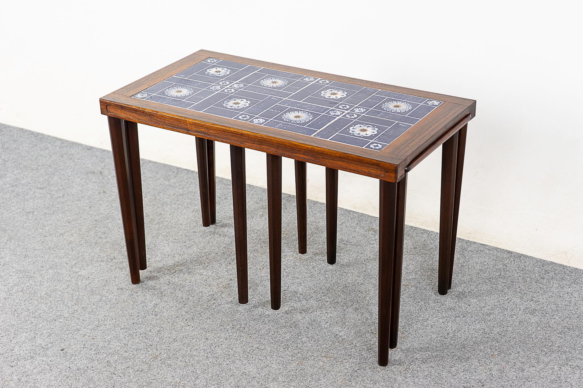 Danish Modern Rosewood & Tile Nesting Tables For Sale 4