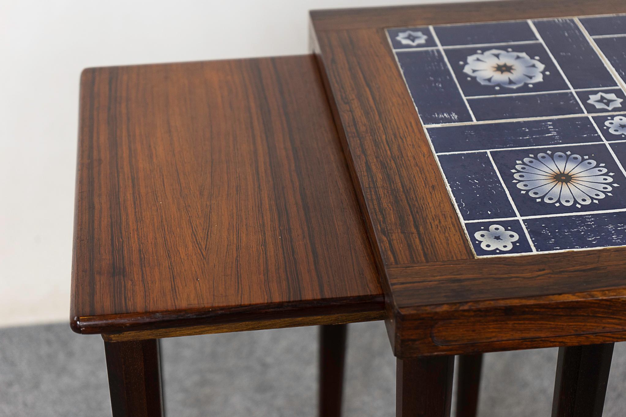 Mid-20th Century Danish Modern Rosewood & Tile Nesting Tables For Sale