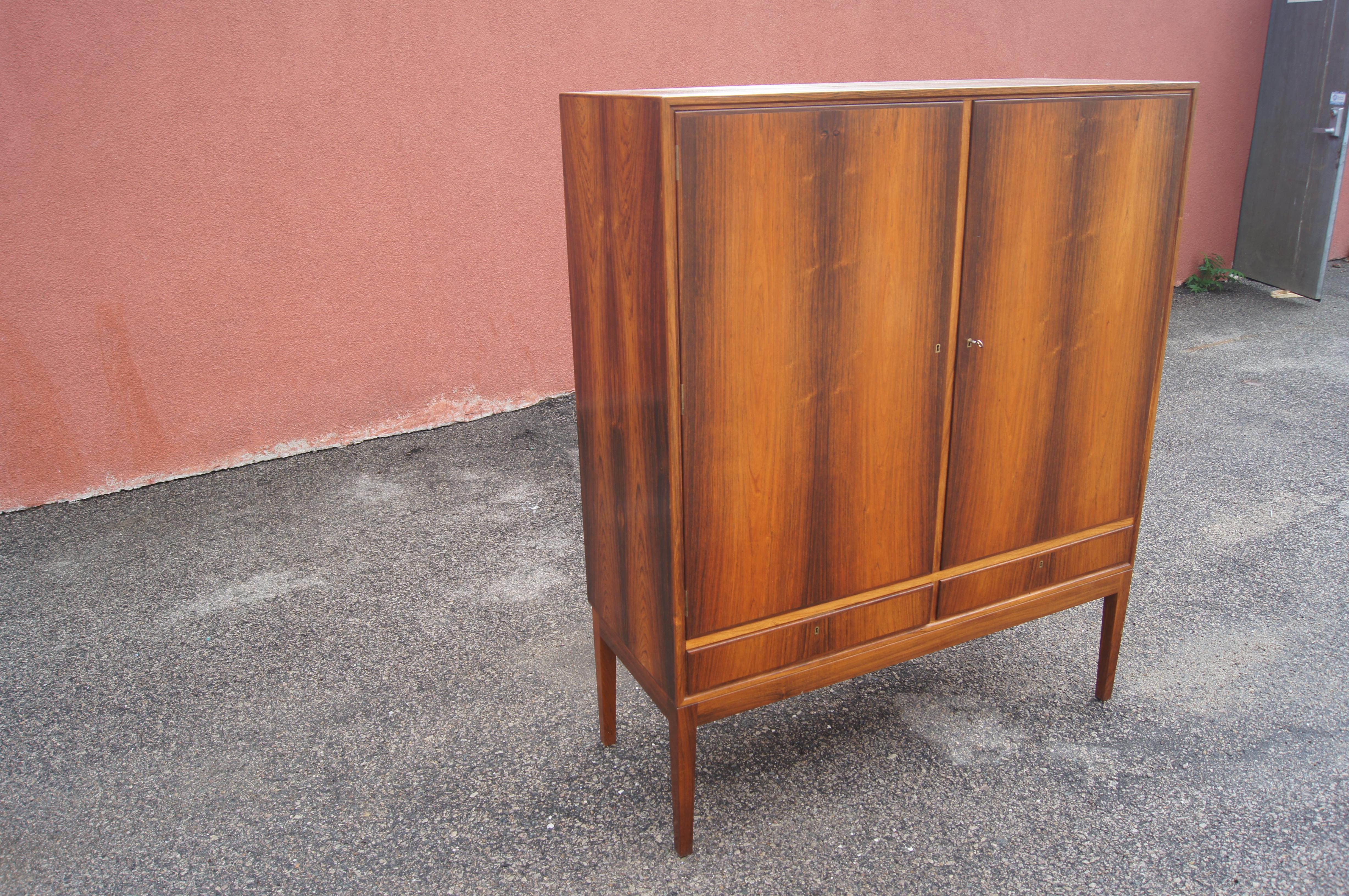 Scandinavian Modern Danish Modern Rosewood Two-Door Cabinet For Sale