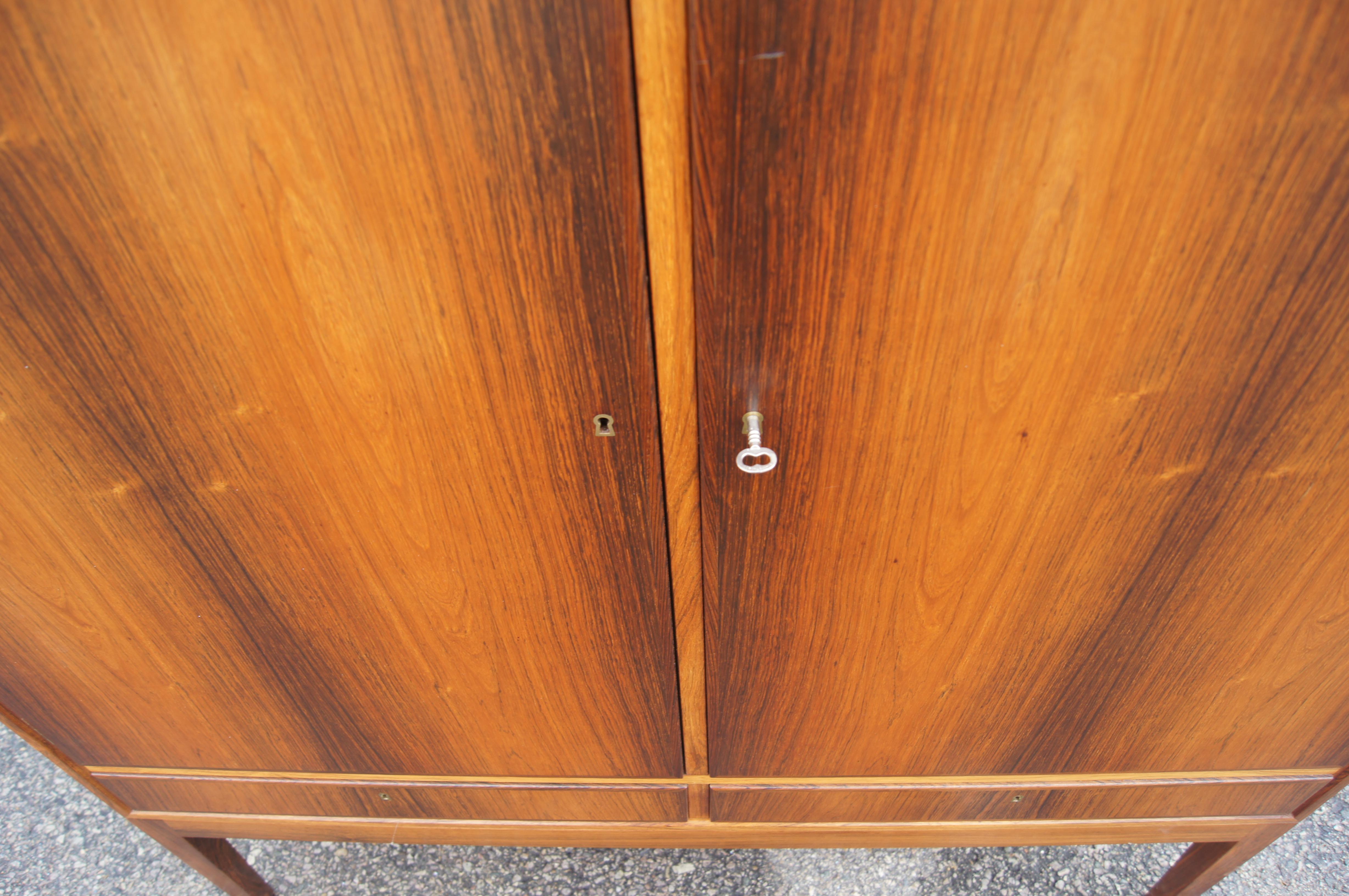 Danish Modern Rosewood Two-Door Cabinet For Sale 2