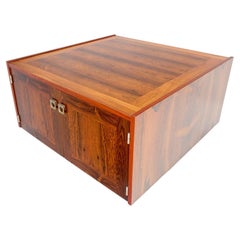 Danish Modern Rosewood Two Doors Compartment 32" Square End Side Table MINT!