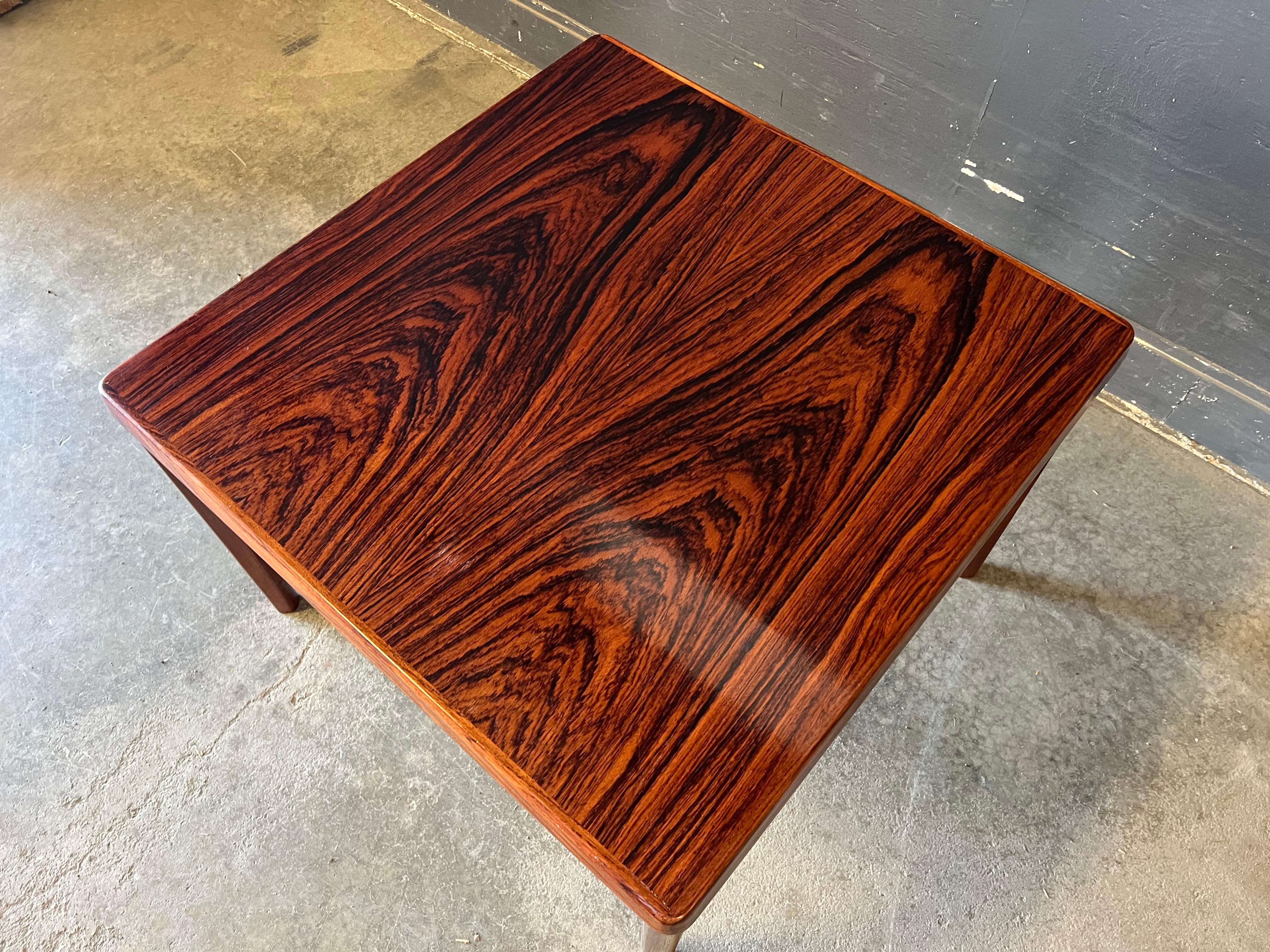 European danish modern rosewood vejle stole side table For Sale