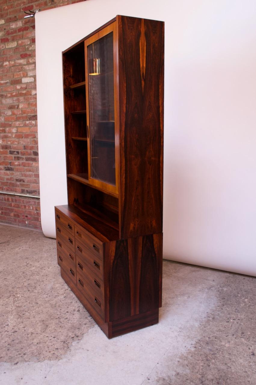 Danish Modern Rosewood Vitrine / Buffet and Hutch by Poul Hundevad 1