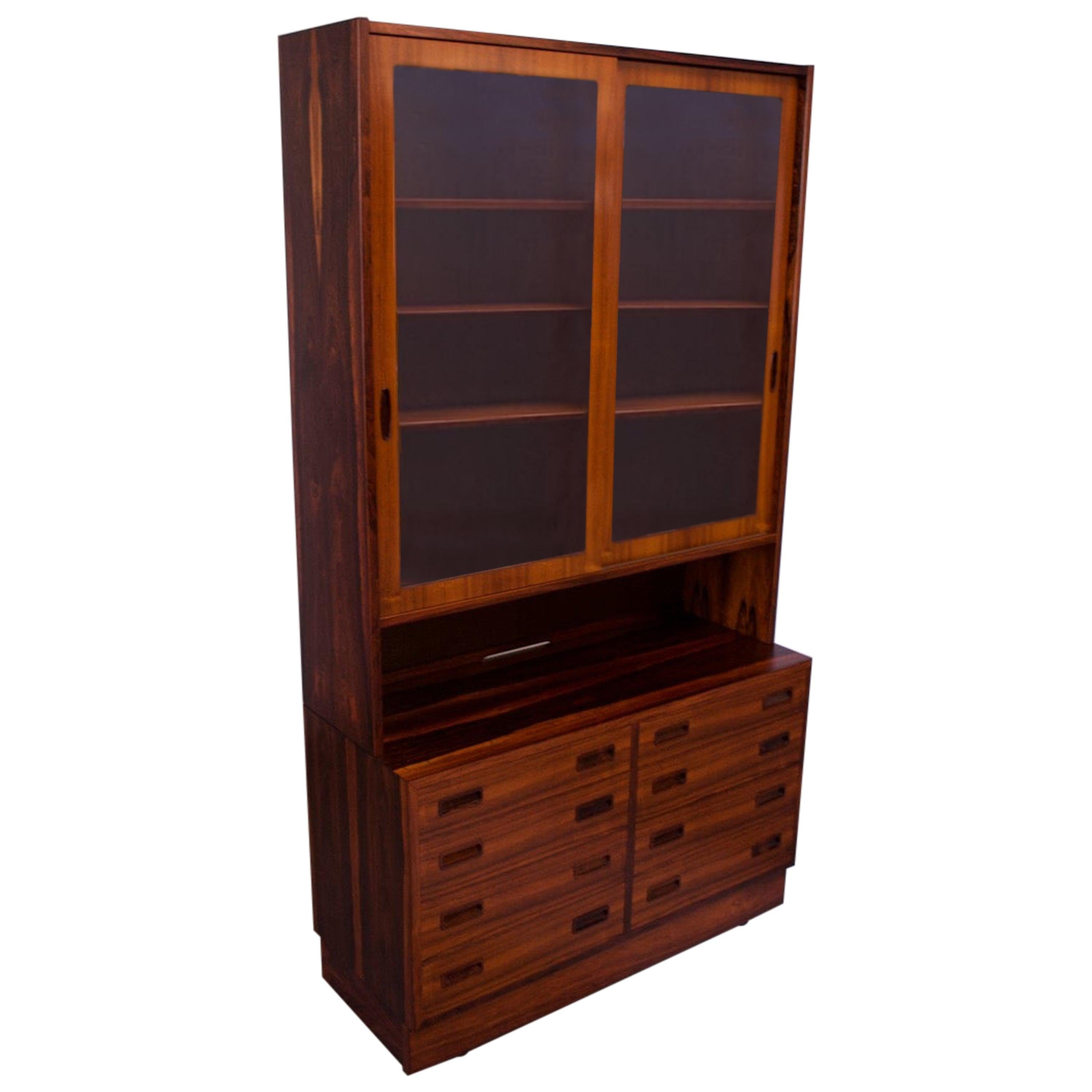 Danish Modern Rosewood Vitrine / Buffet and Hutch by Poul Hundevad