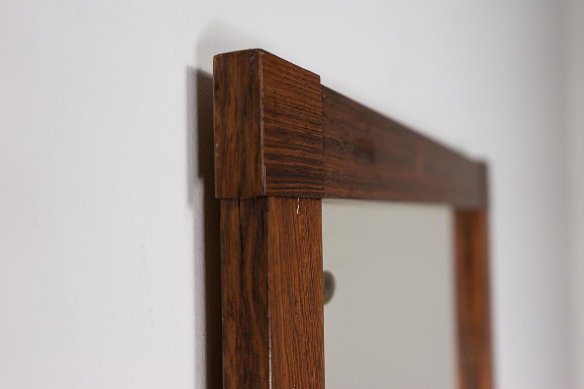 Veneer Danish Modern Rosewood Wall Mirror For Sale