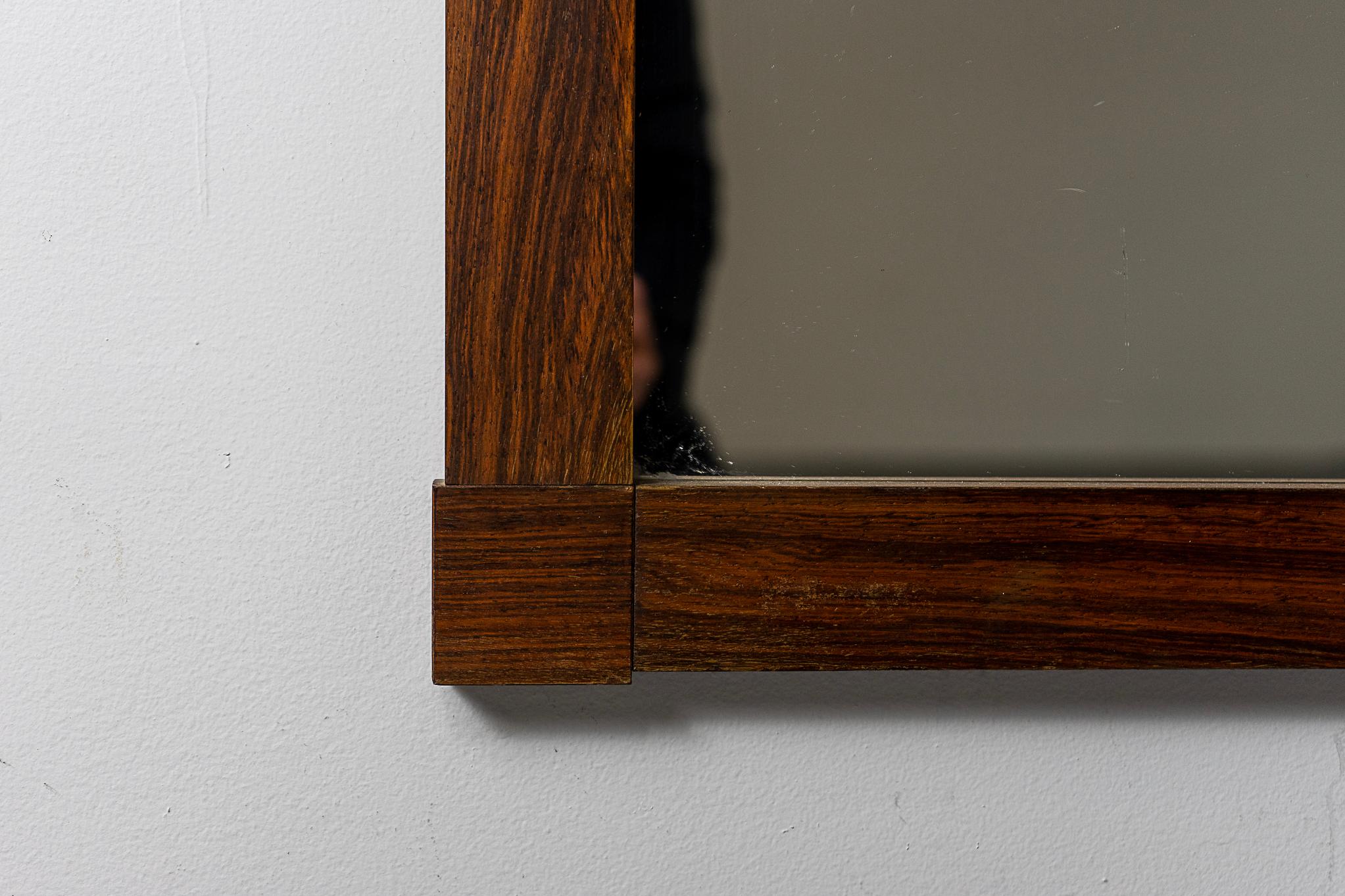 Danish Modern Rosewood Wall Mirror In Good Condition For Sale In VANCOUVER, CA