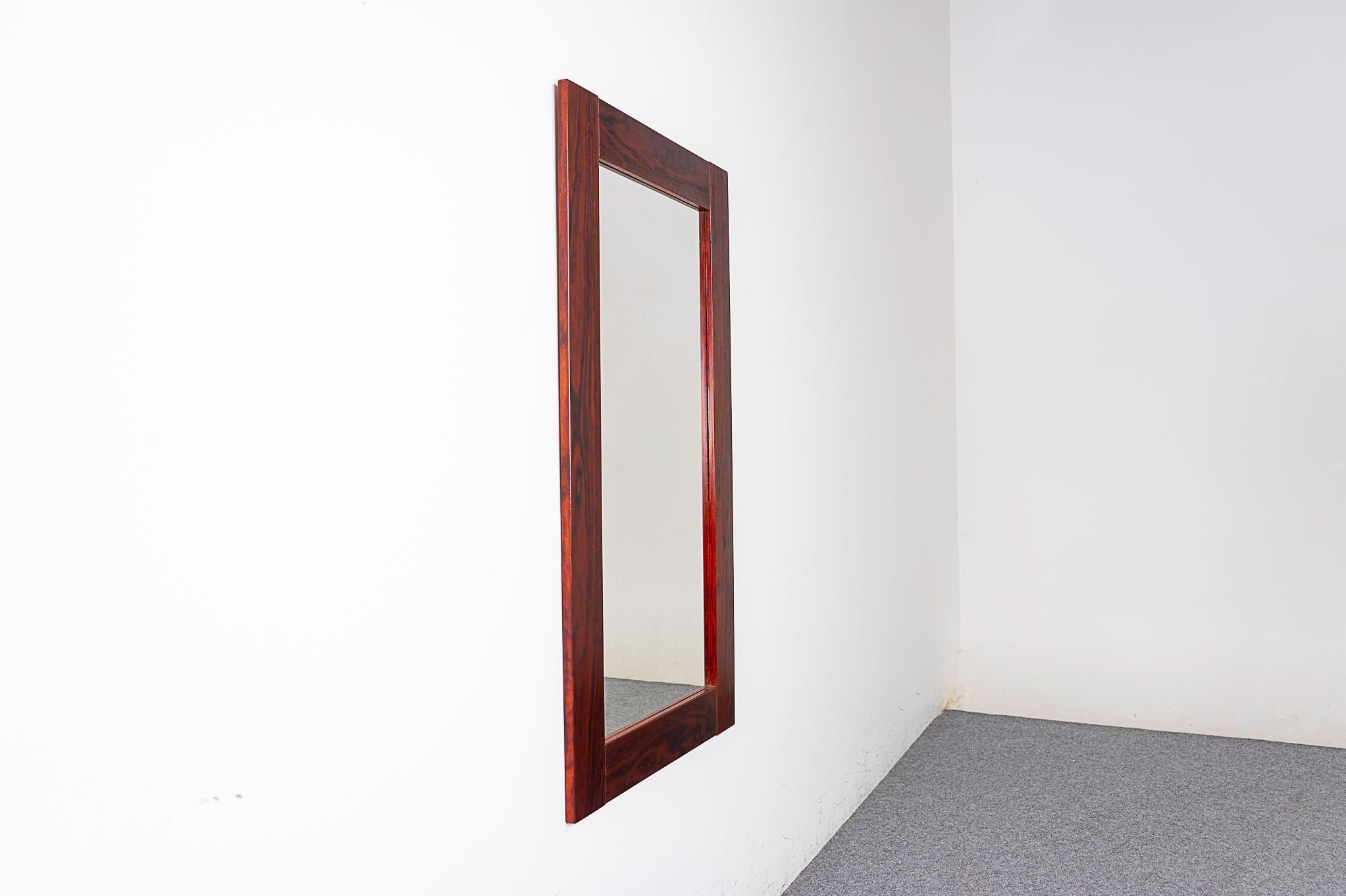 Hardwood Danish Modern Rosewood Wall Mirror For Sale