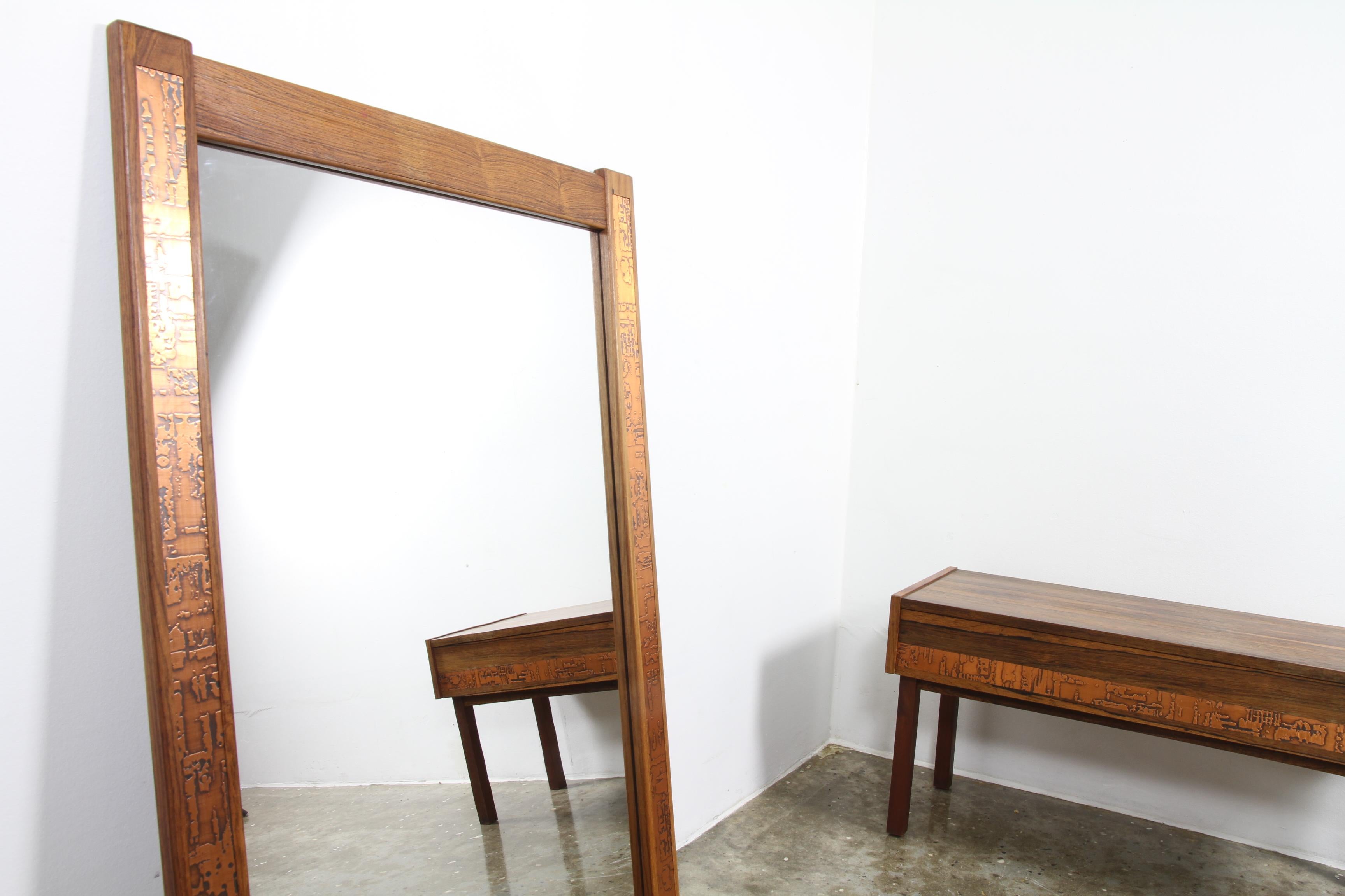 Danish Modern Rosewood Wall Mirror Set 1960s 5