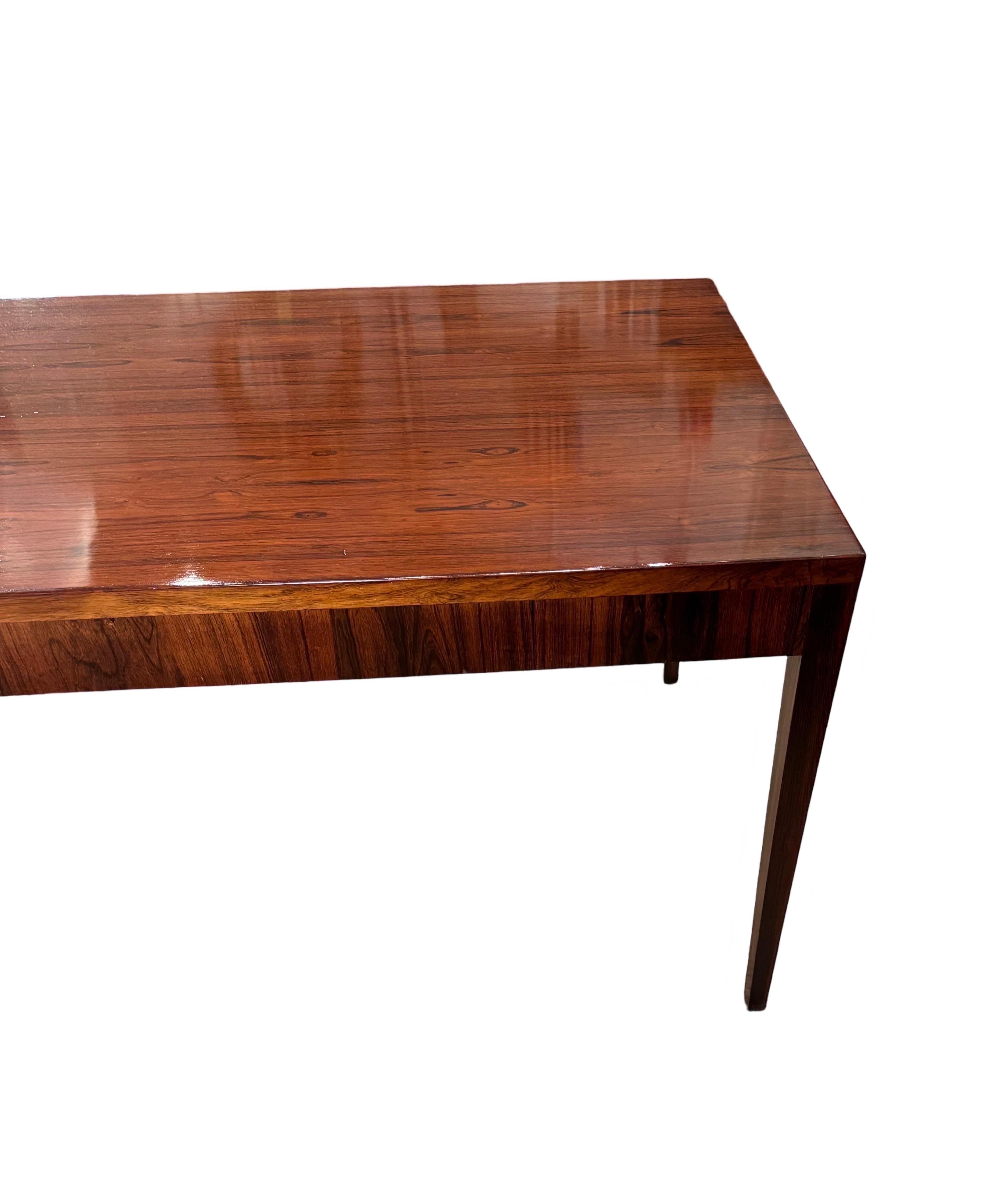 Polished Danish Modern Rosewood Writing Table