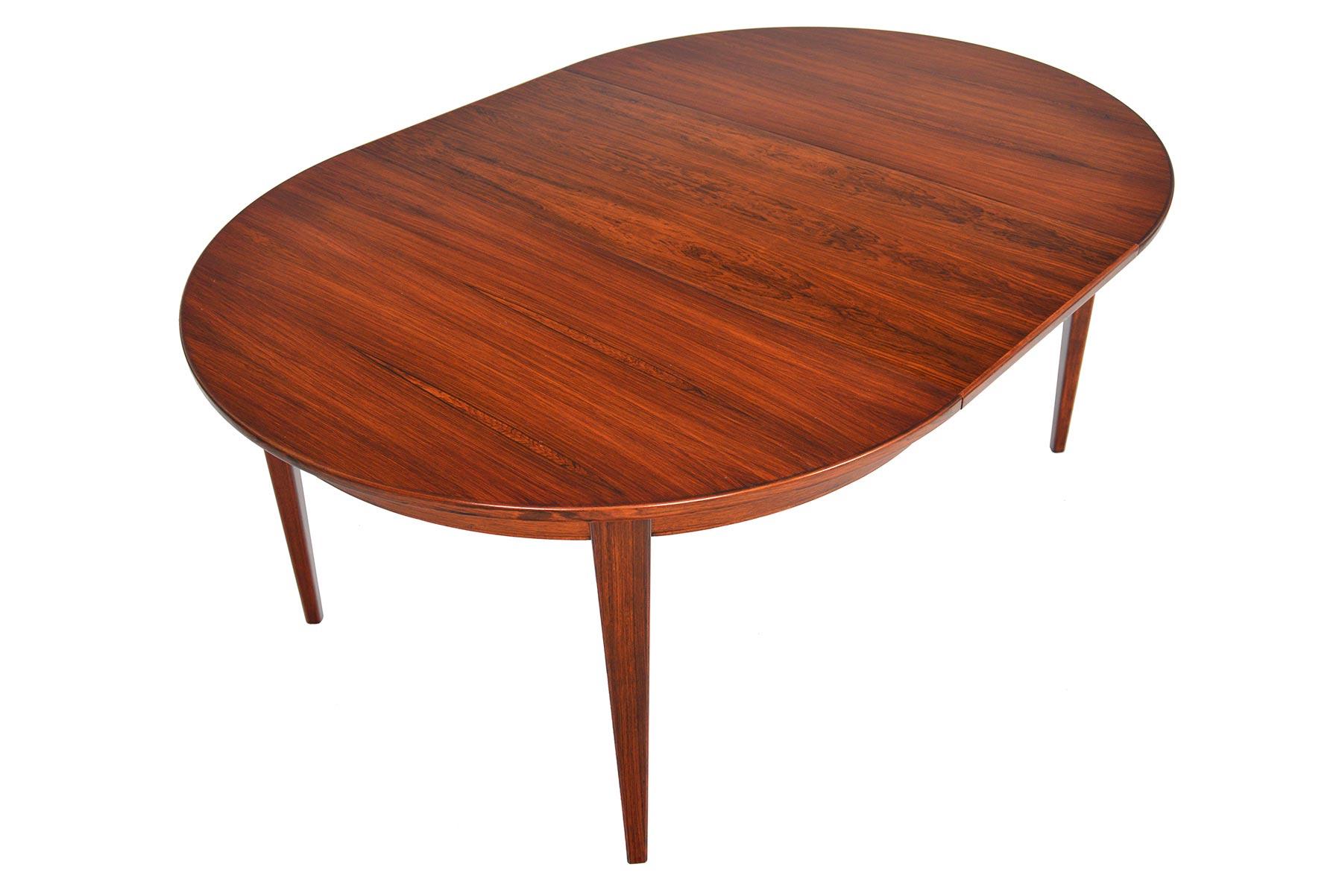 20th Century Danish Modern Round Brazilian Rosewood Table with Leaf