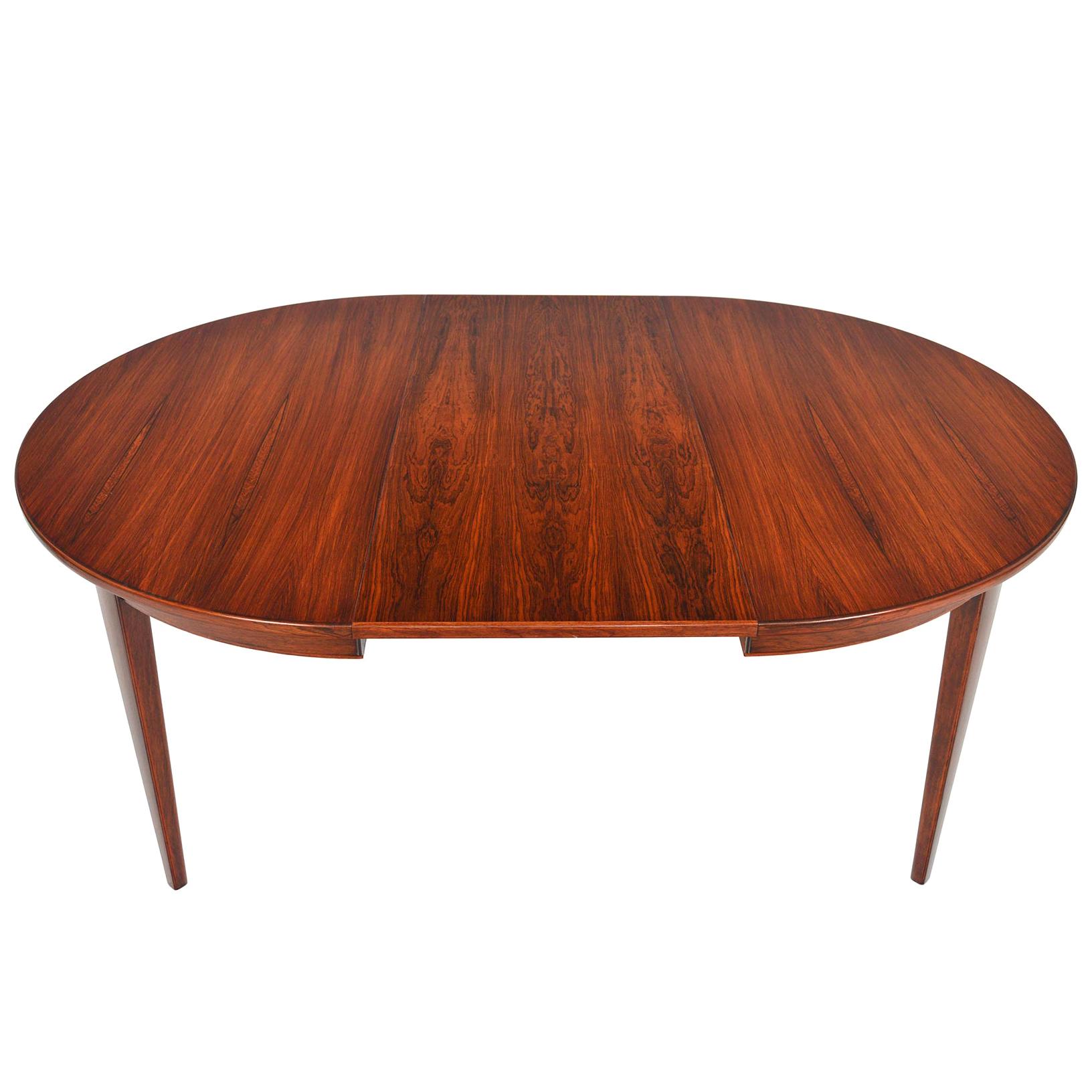 Danish Modern Round Brazilian Rosewood Table with Leaf