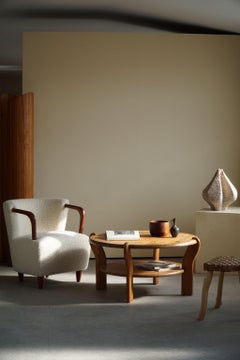 Danish Modern Round Coffee Table in Solid Pine, Rainer Daumiller Style, 1970s