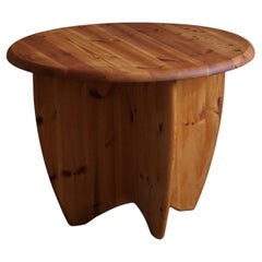 Mesa de centro redonda moderna danesa de pino macizo, estilo Rainer Daumiller, años 70