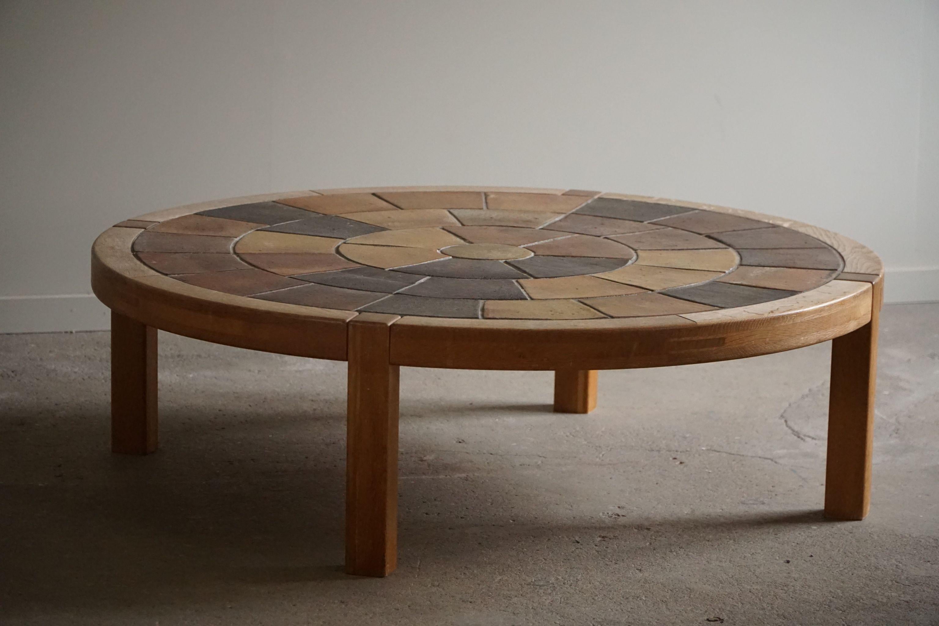 Danish Modern, Round Coffee Table with Ceramic Tiles by Sallingeboe, 1981 For Sale 4