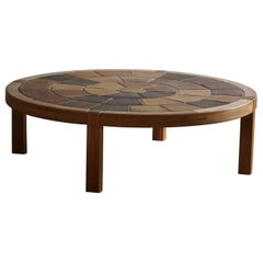 Dänischer moderner, runder Couchtisch mit Keramikfliesen von Sallingeboe, 1981
