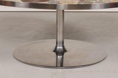 Danish Modern Round Coffee Table with Metal Base and Tiles by Tue Poulsen, 1960s