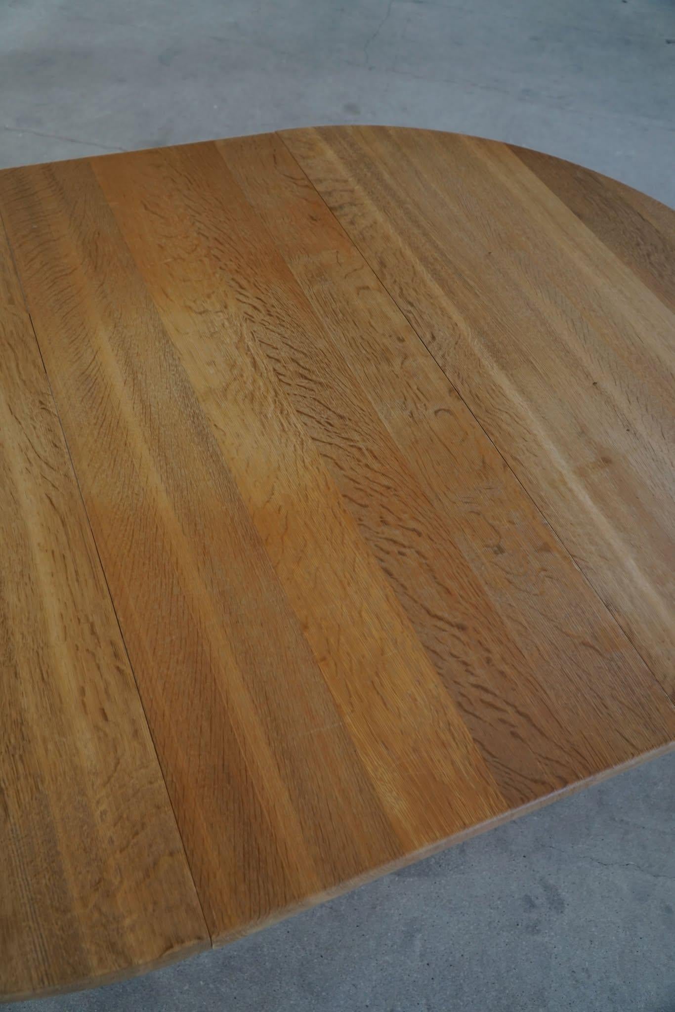 Danish Modern, Round Dining Table in Oak with 3 Extensions, Mid Century, 1960s For Sale 6