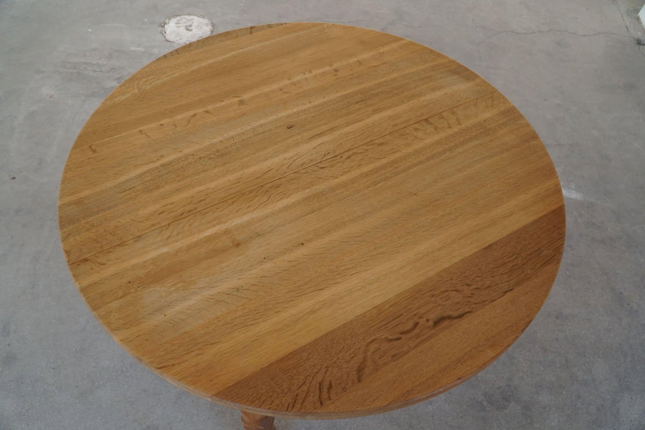 Danish Modern, Round Dining Table in Oak with 3 Extensions, Mid Century, 1960s For Sale 10