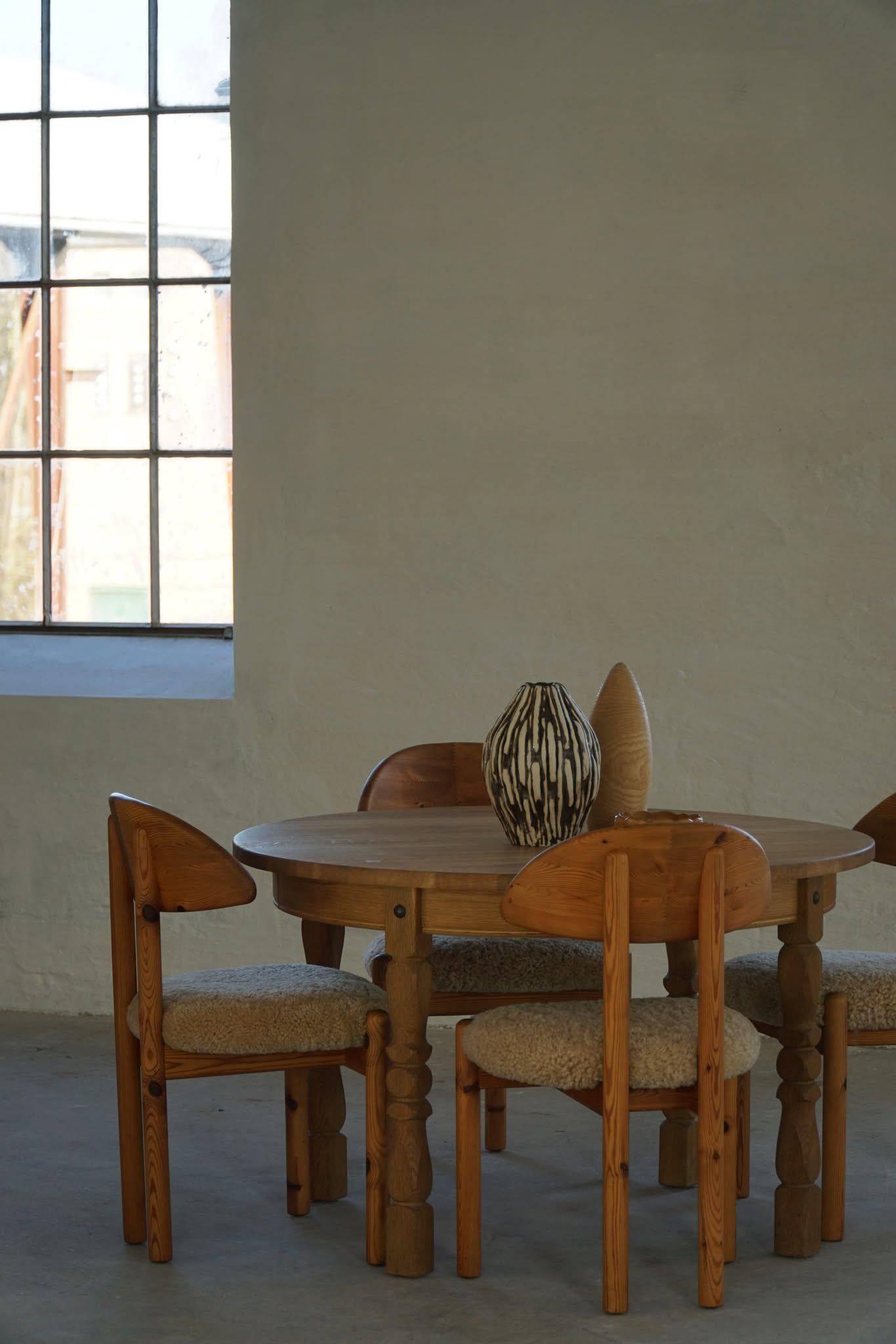 Danish Modern, Round Dining Table in Oak with 3 Extensions, Mid Century, 1960s For Sale 12