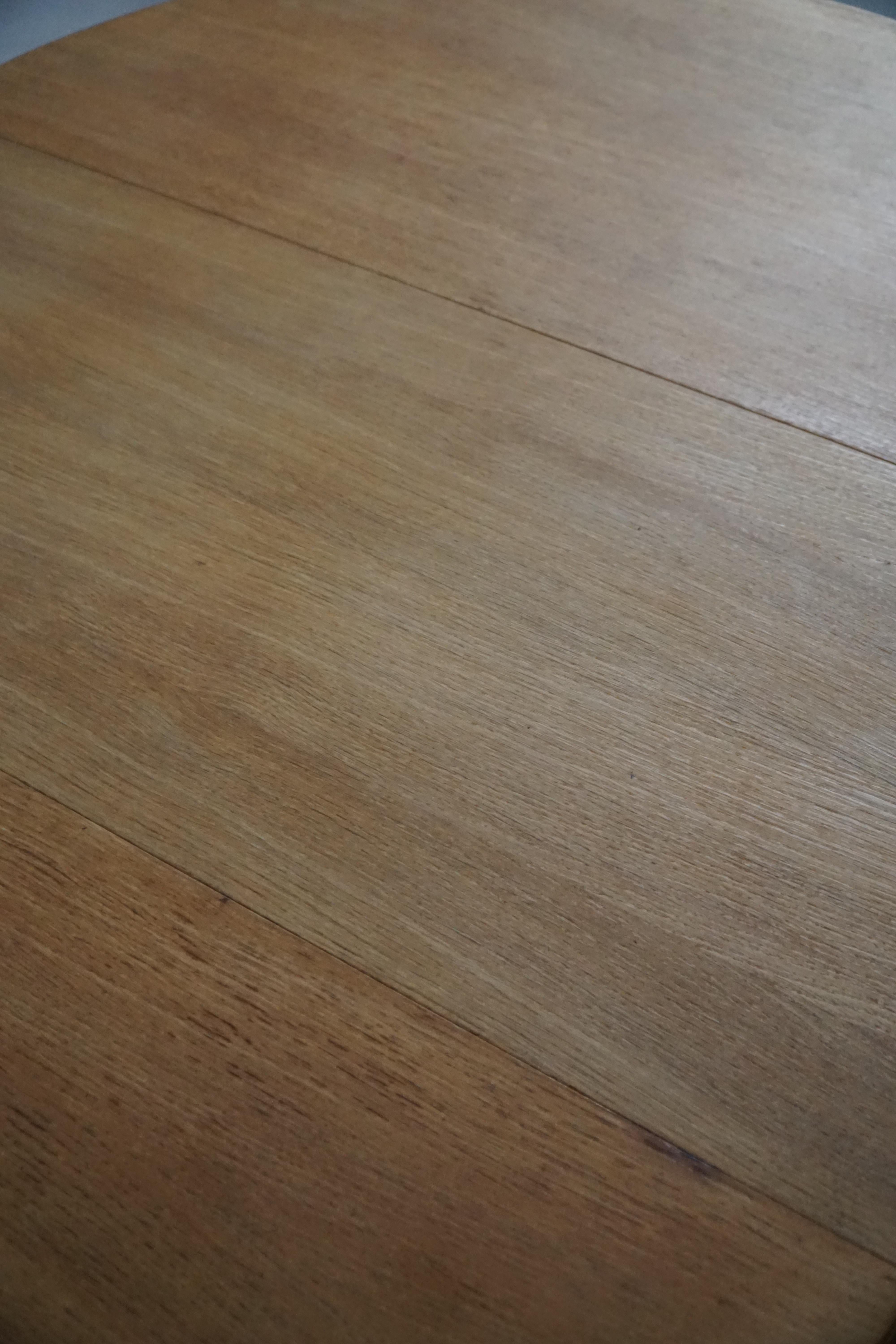 Danish Modern, Round Dining Table in Oak with Extension, Mid Century, 1960s For Sale 5