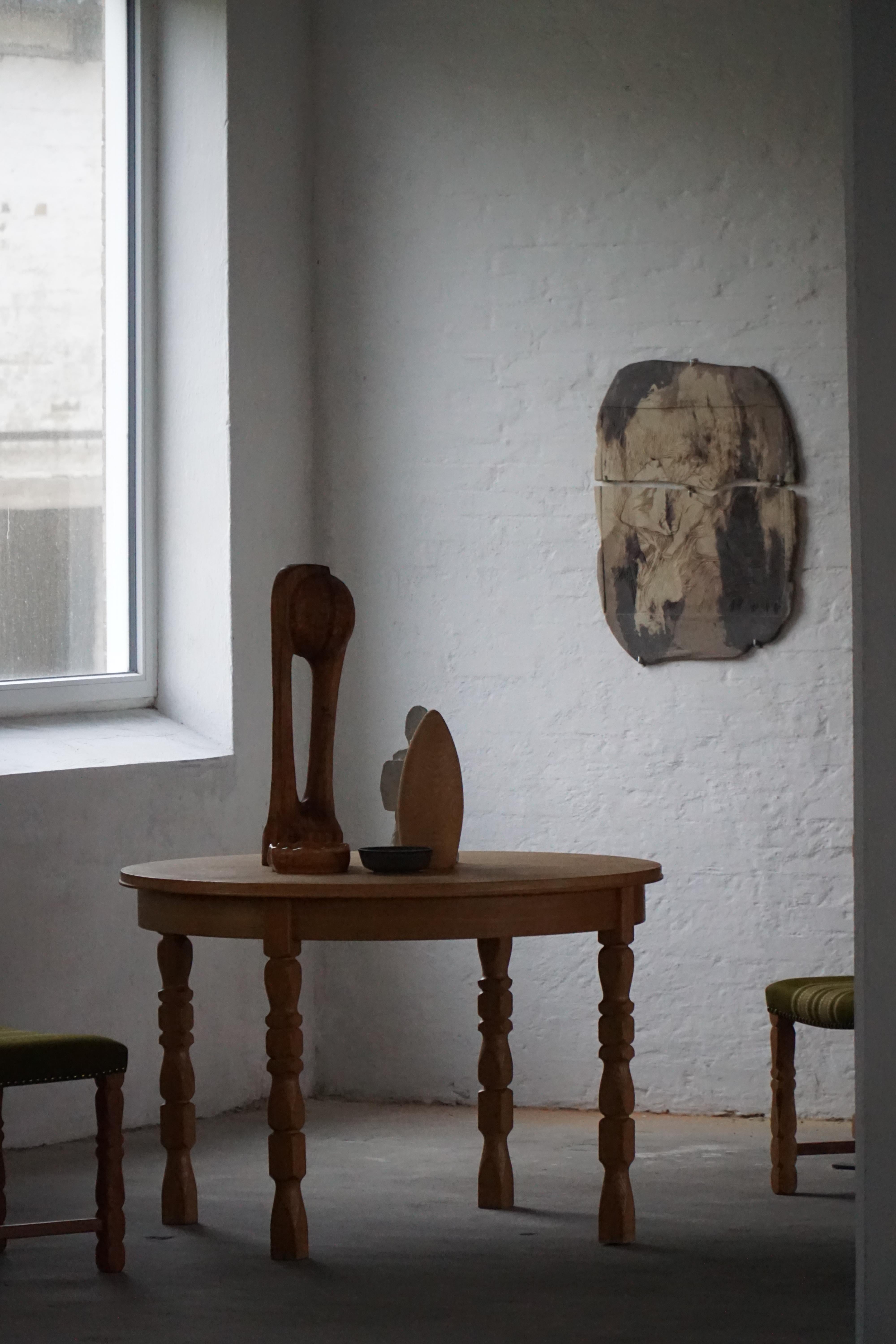 Danish Modern, Round Dining Table in Oak with Extension, Mid Century, 1960s For Sale 6