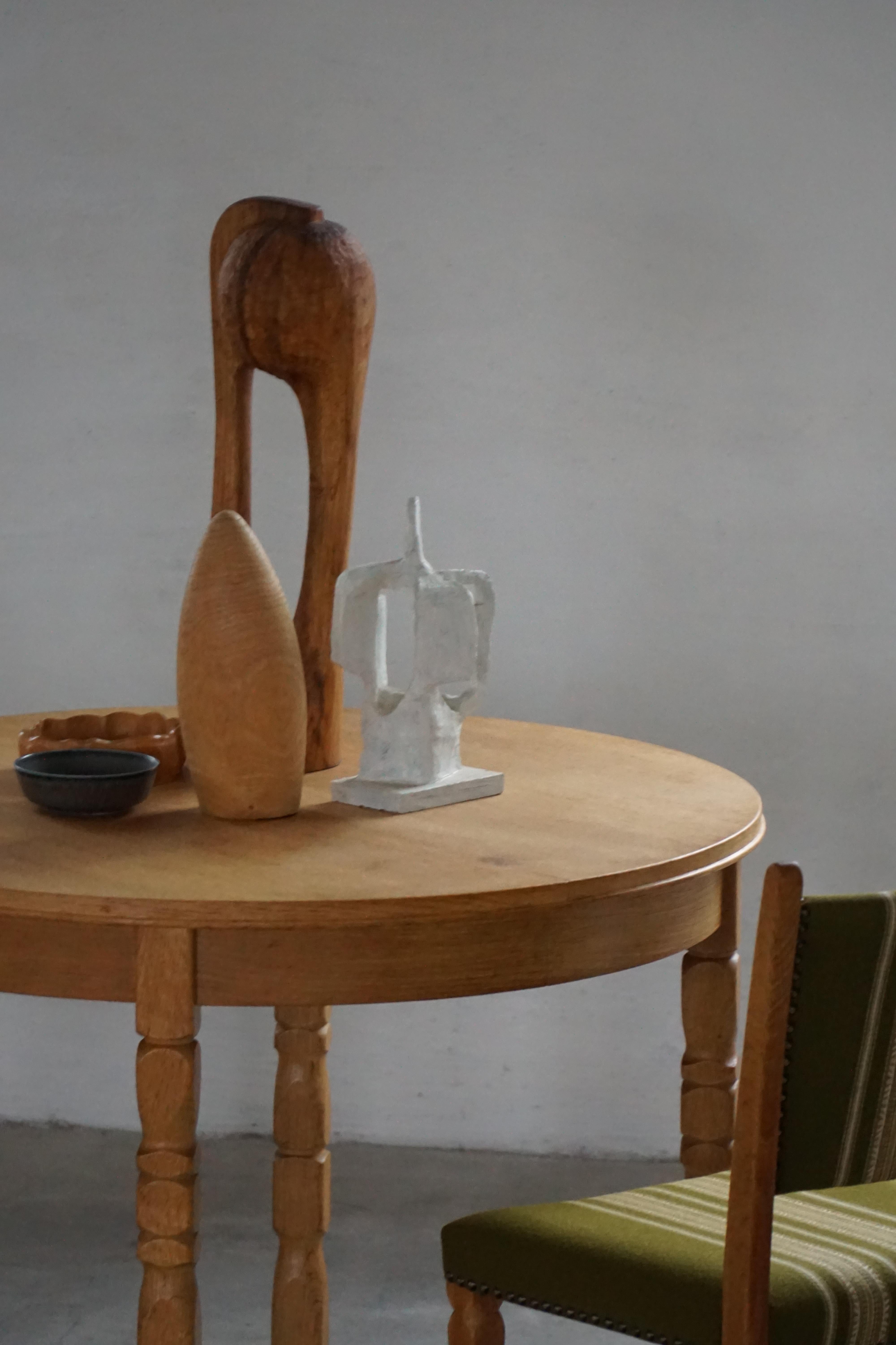 Danish Modern, Round Dining Table in Oak with Extension, Mid Century, 1960s For Sale 7