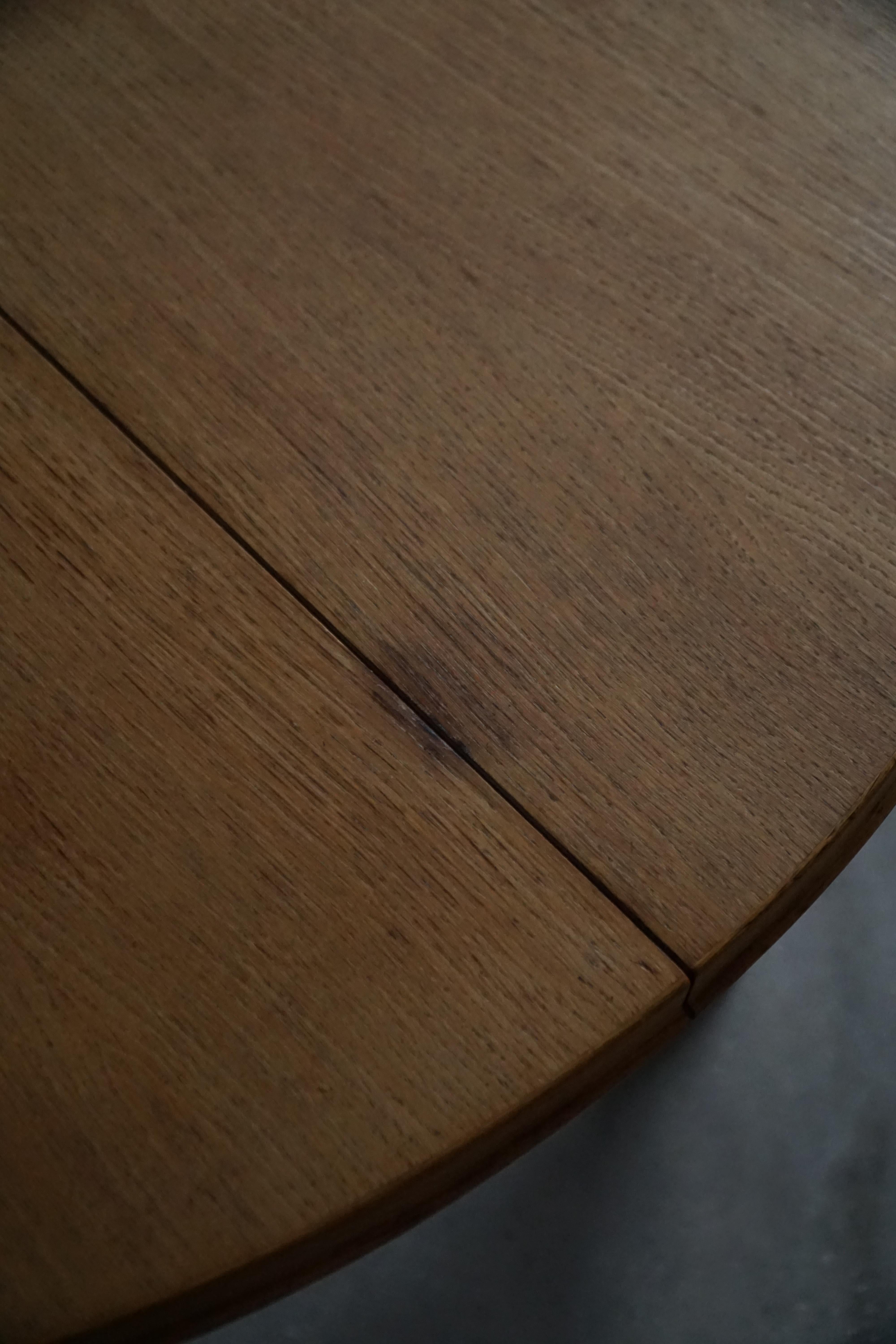 Danish Modern, Round Dining Table in Oak with Extension, Mid Century, 1960s For Sale 12