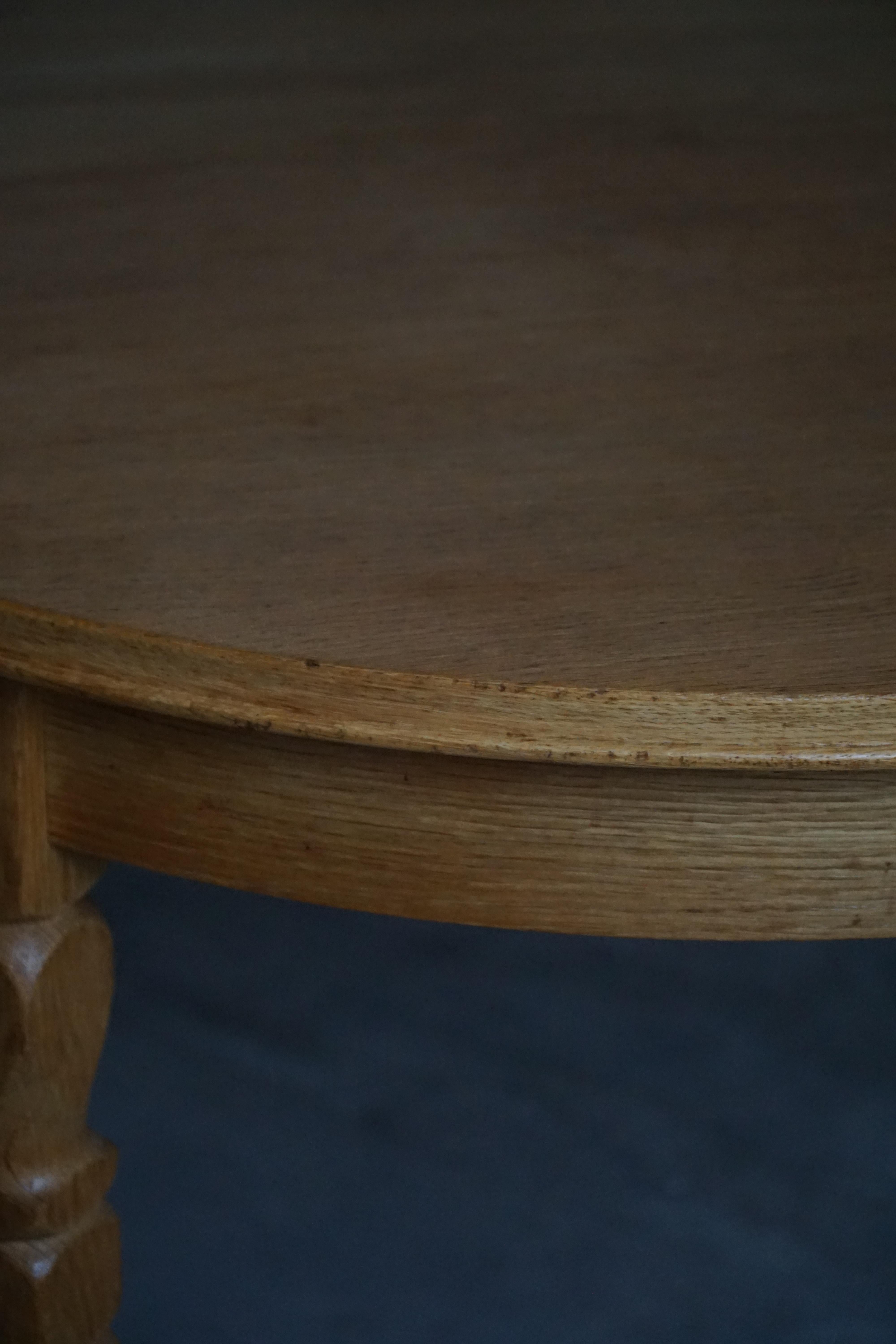 Danish Modern, Round Dining Table in Oak with Extension, Mid Century, 1960s For Sale 4