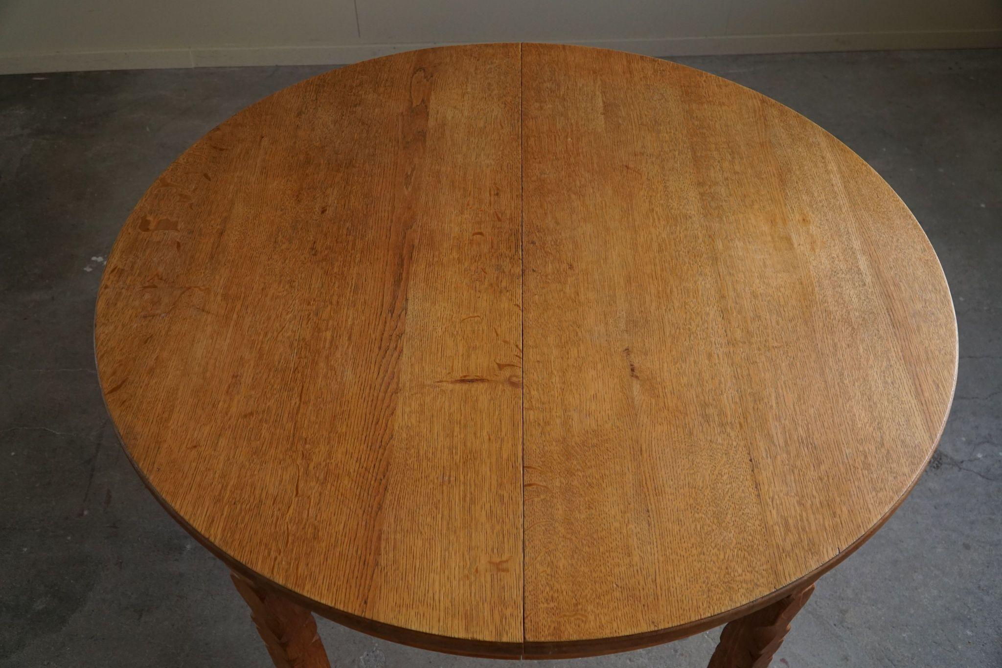 Mesa de Comedor Redonda de Roble con Extensiones, Moderna Danesa, Mediados del Siglo XX, 1960 1