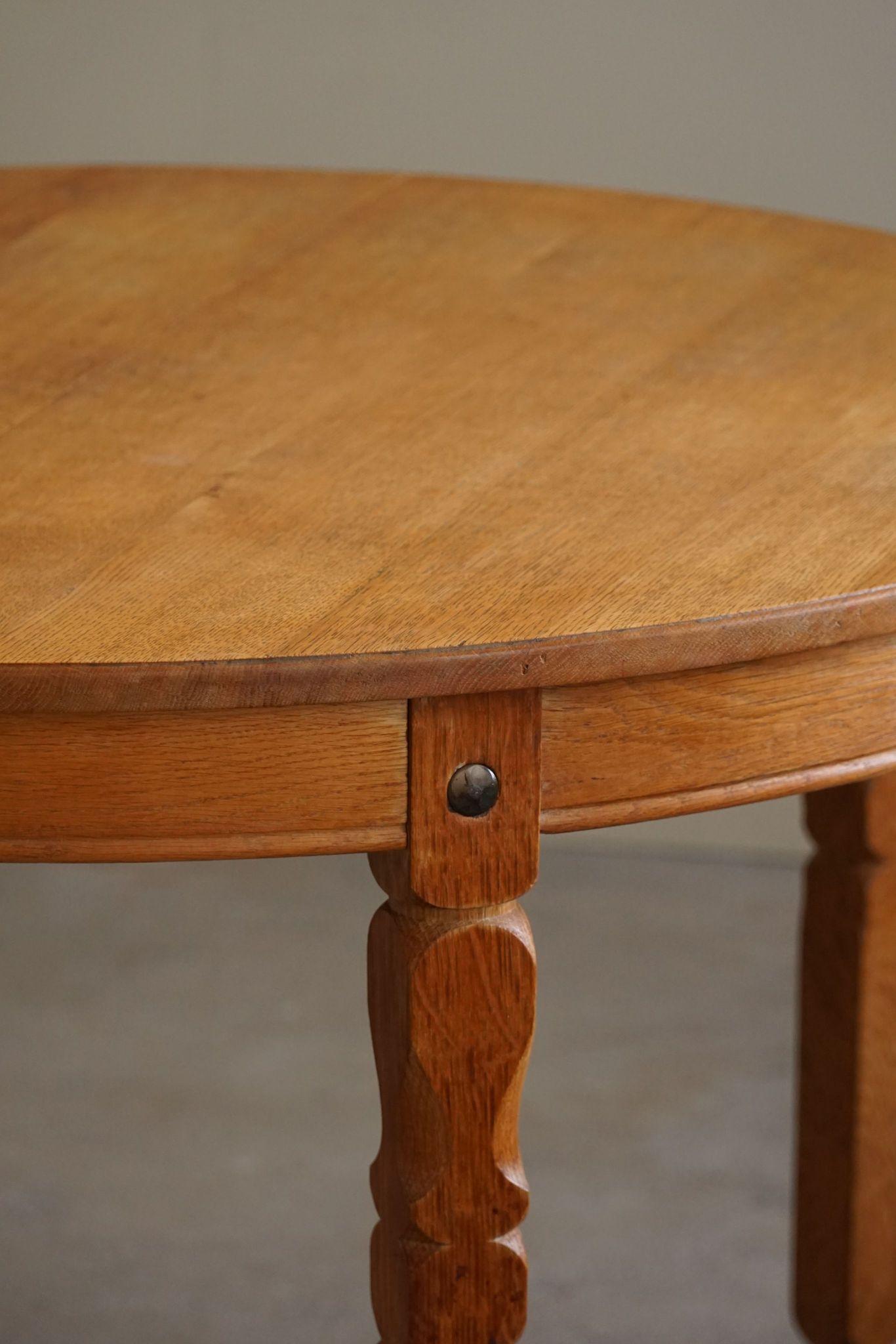 Mesa de Comedor Redonda de Roble con Extensiones, Moderna Danesa, Mediados del Siglo XX, 1960 2
