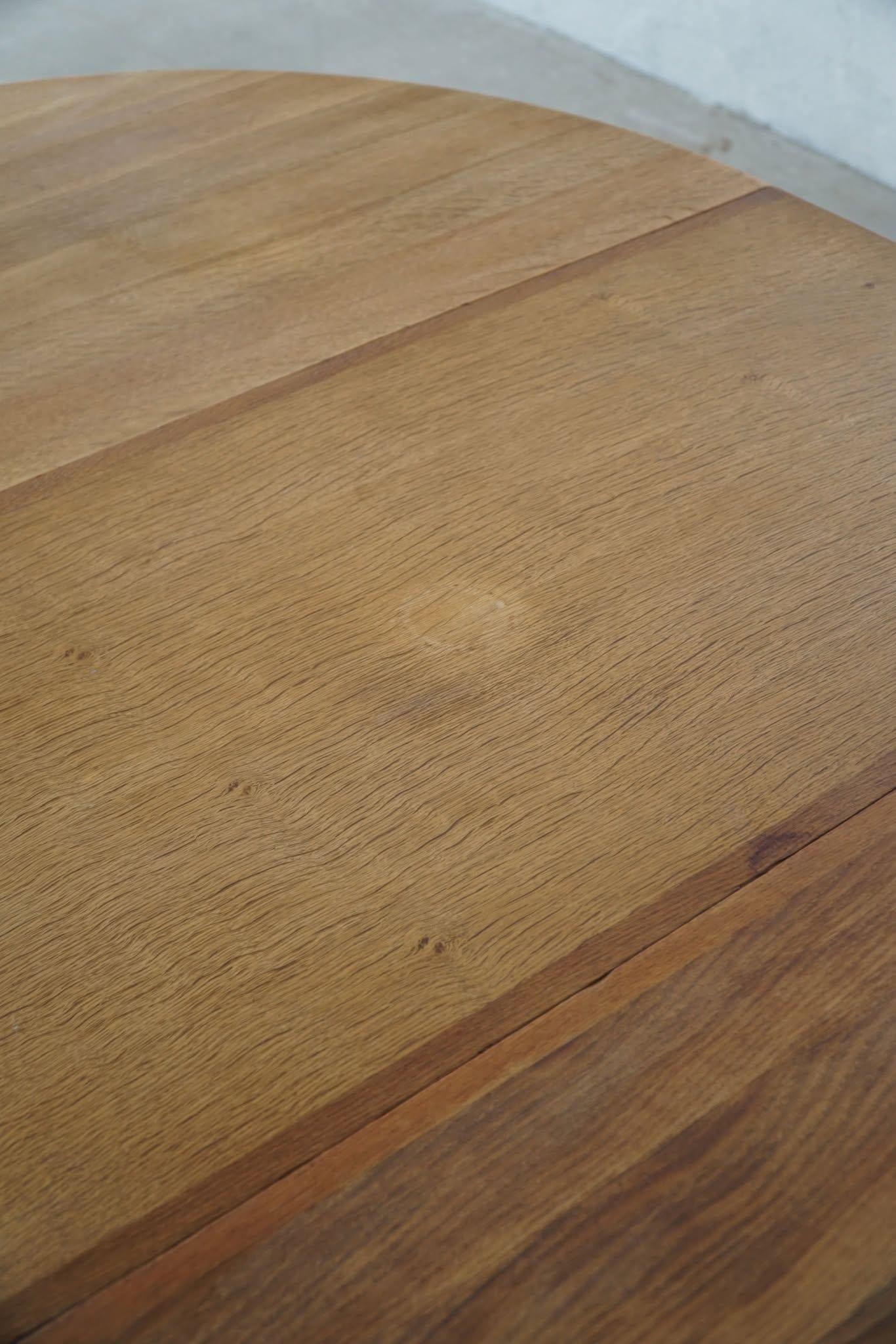 Danish Modern, Round Dining Table in Oak with Two Extensions, Mid Century, 1960s For Sale 7