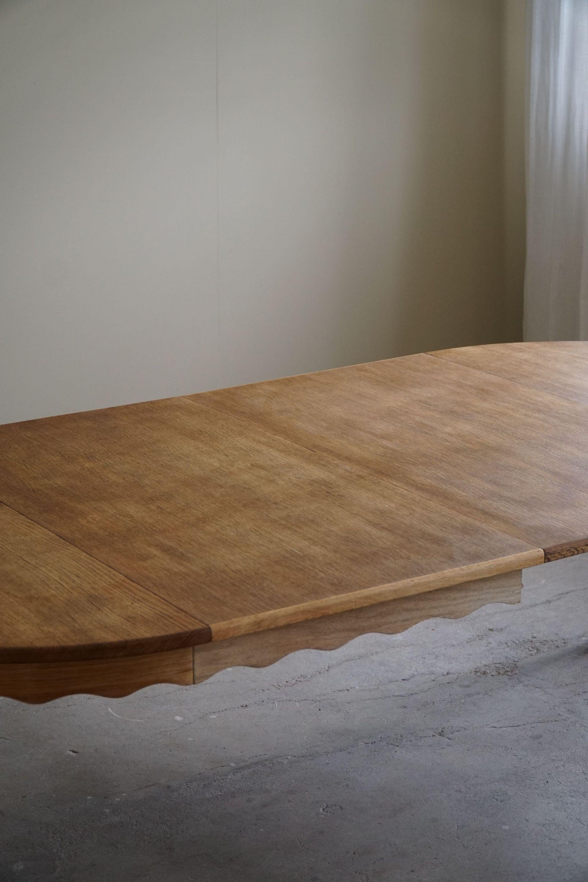 Danish Modern, Round Dining Table in Oak with Two Extensions, Mid Century, 1960s For Sale 12