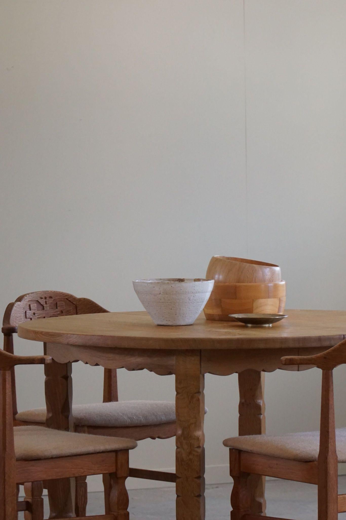 Danish Modern, Round Dining Table in Oak with Two Extensions, Mid Century, 1960s 13