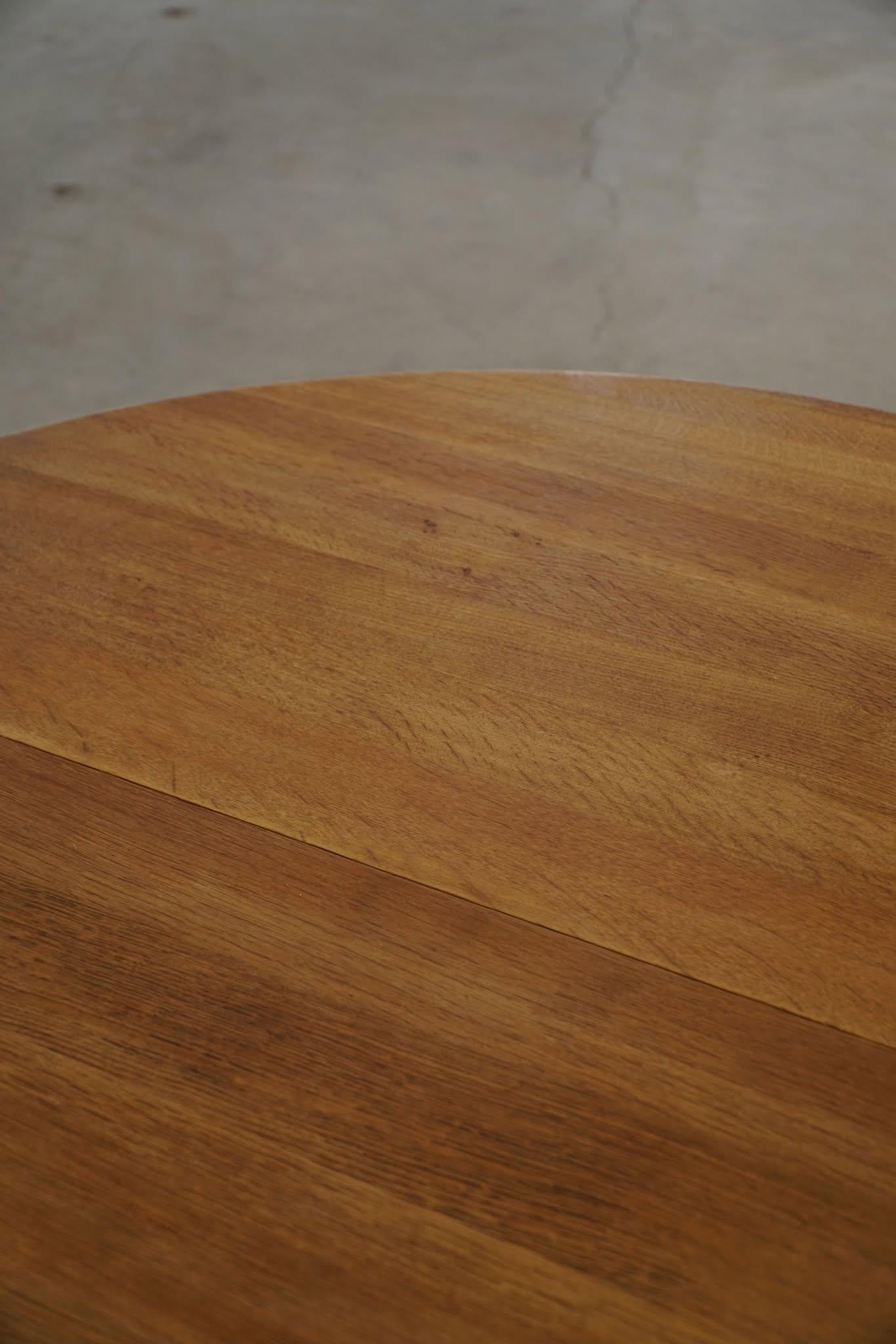 Danish Modern, Round Dining Table in Oak with Two Extensions, Mid Century, 1960s For Sale 13