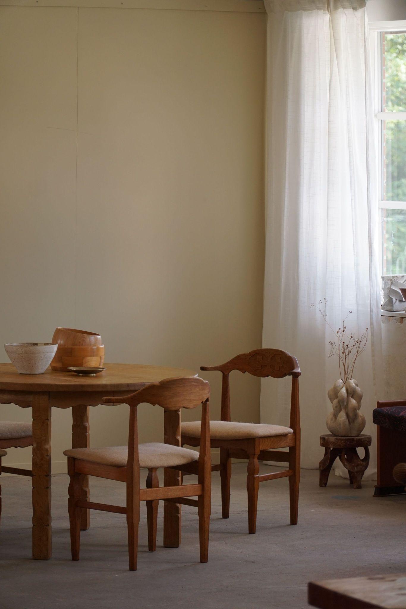 Danish Modern, Round Dining Table in Oak with Two Extensions, Mid Century, 1960s 14