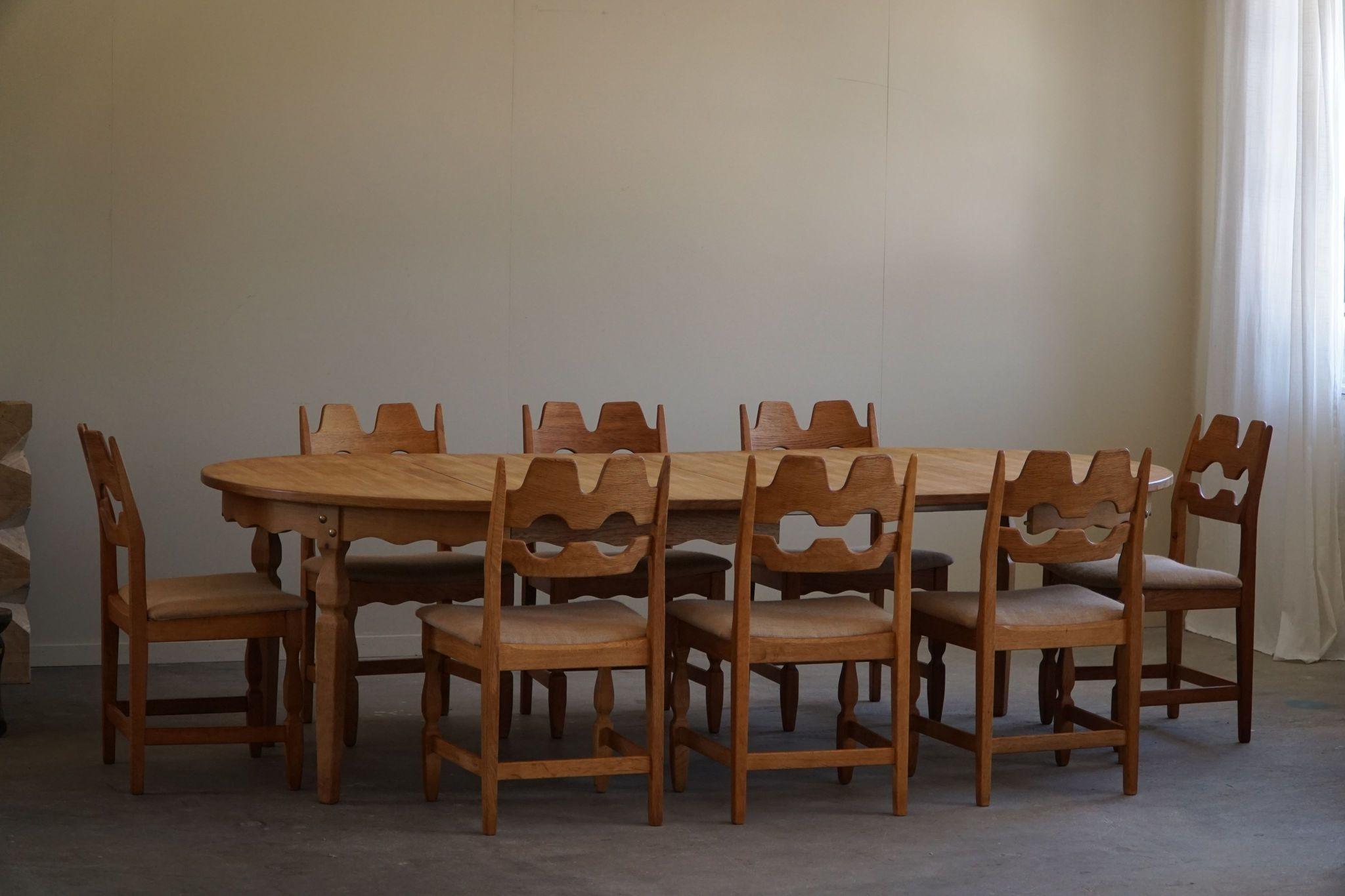 Danish Modern, Round Dining Table in Oak with Two Extensions, Mid Century, 1960s 3