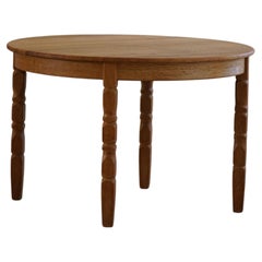 Danish Modern, Round Dining Table in Oak with Two Extensions, Mid Century, 1960s