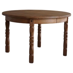 Danish Modern, Round Dining Table in Oak with Two Extensions, Mid Century, 1960s