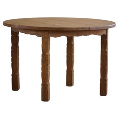 Retro Danish Modern, Round Dining Table in Oak with Two Extensions, Mid Century, 1960s