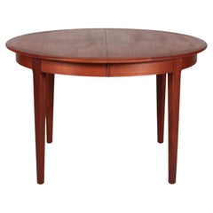 Danish Modern Round Dining Table of Teak with Leaves by Danish Cabinetmaker 70s