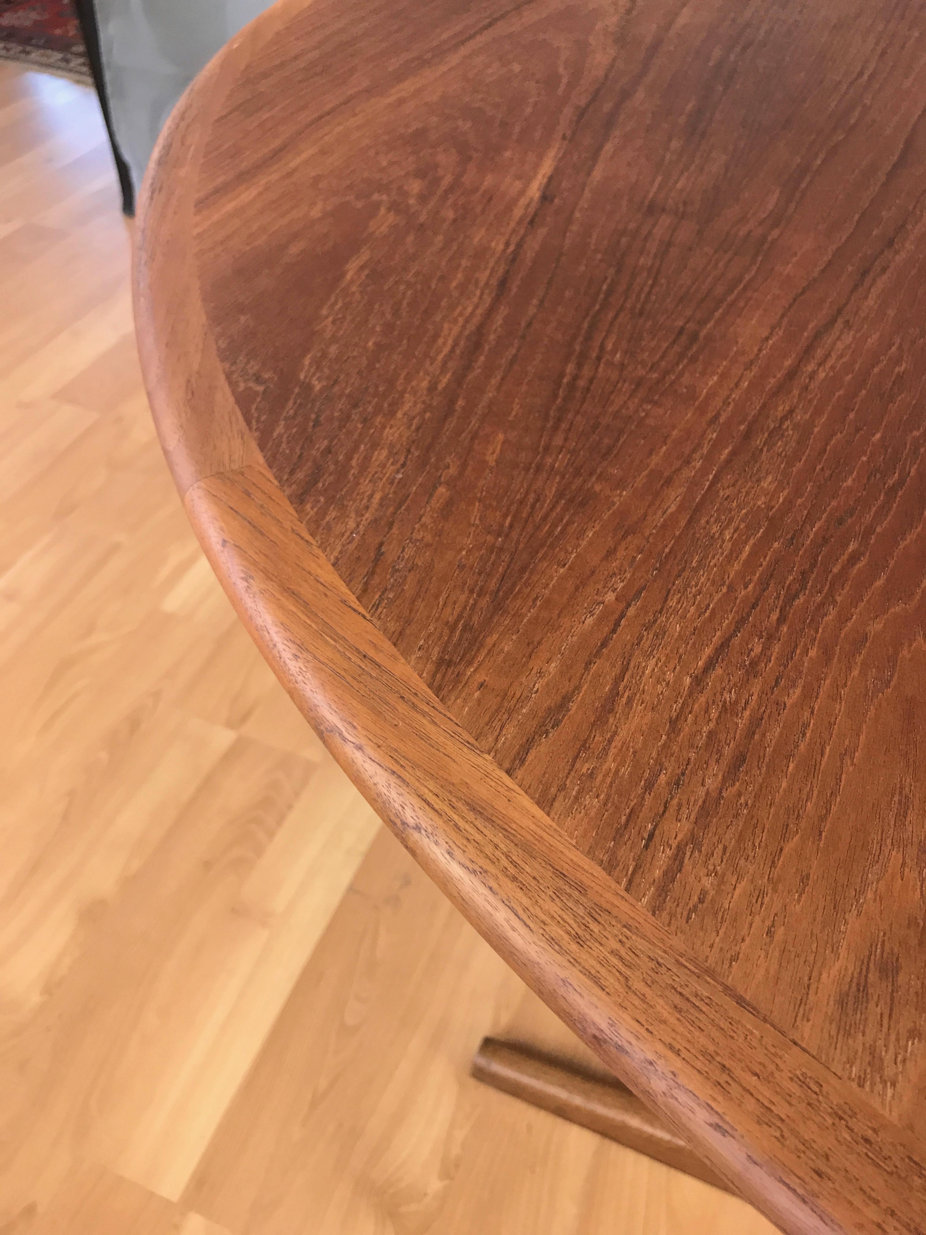 Danish Modern Round Drop-Leaf Teak Dining Table, 1970s 7