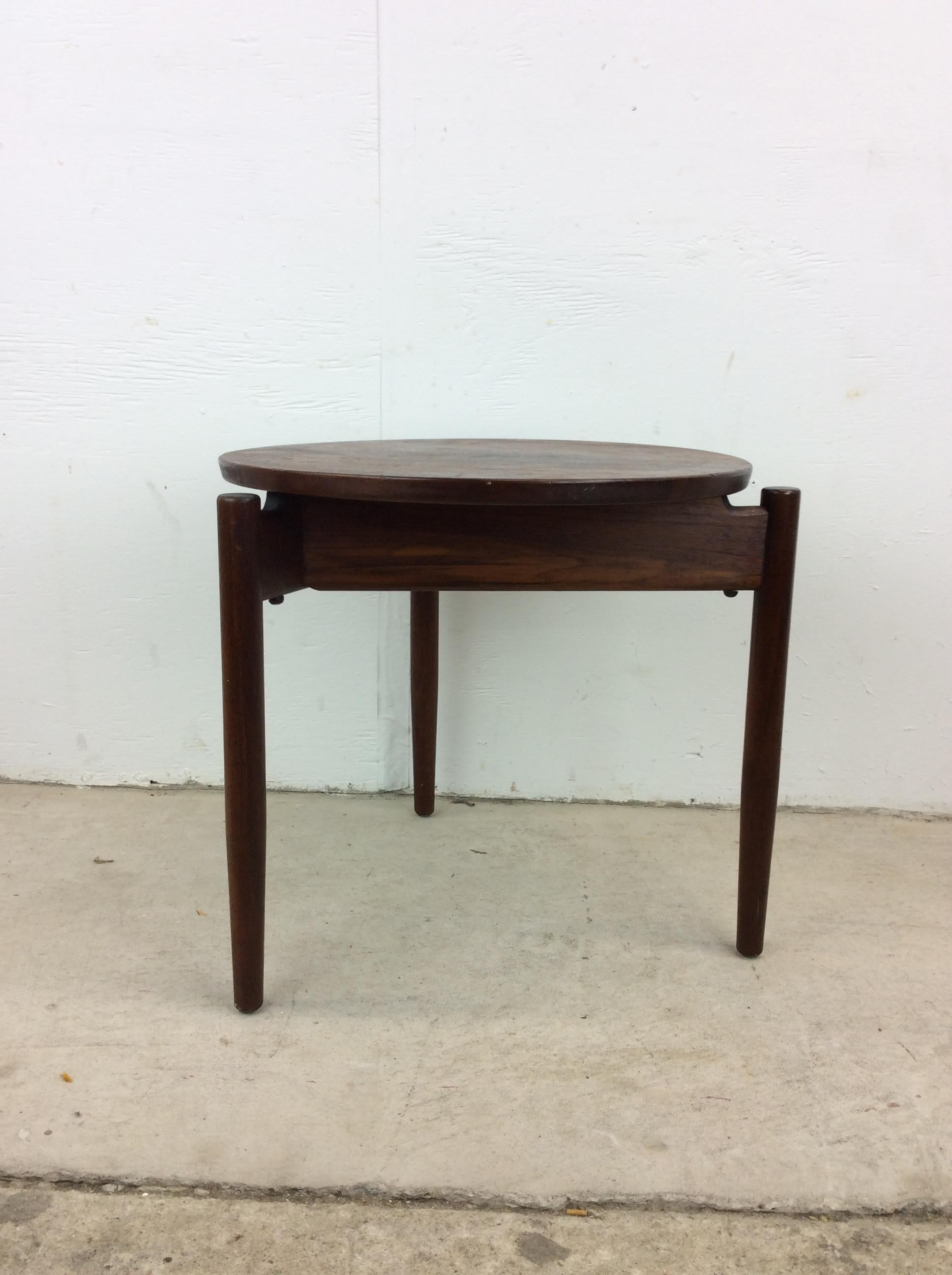 Danish Modern Round End Table / Stool For Sale 5
