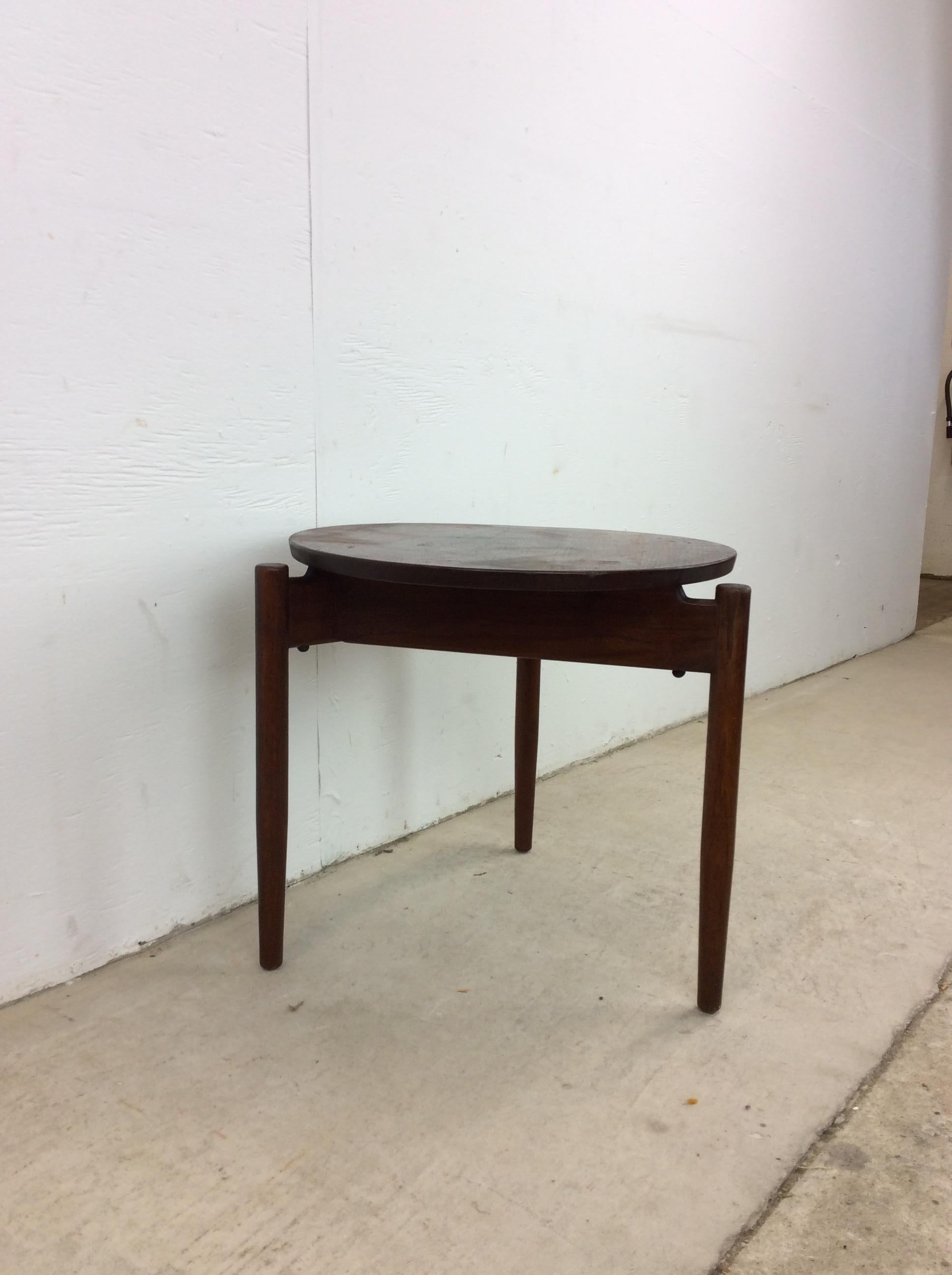 20th Century Danish Modern Round End Table / Stool For Sale