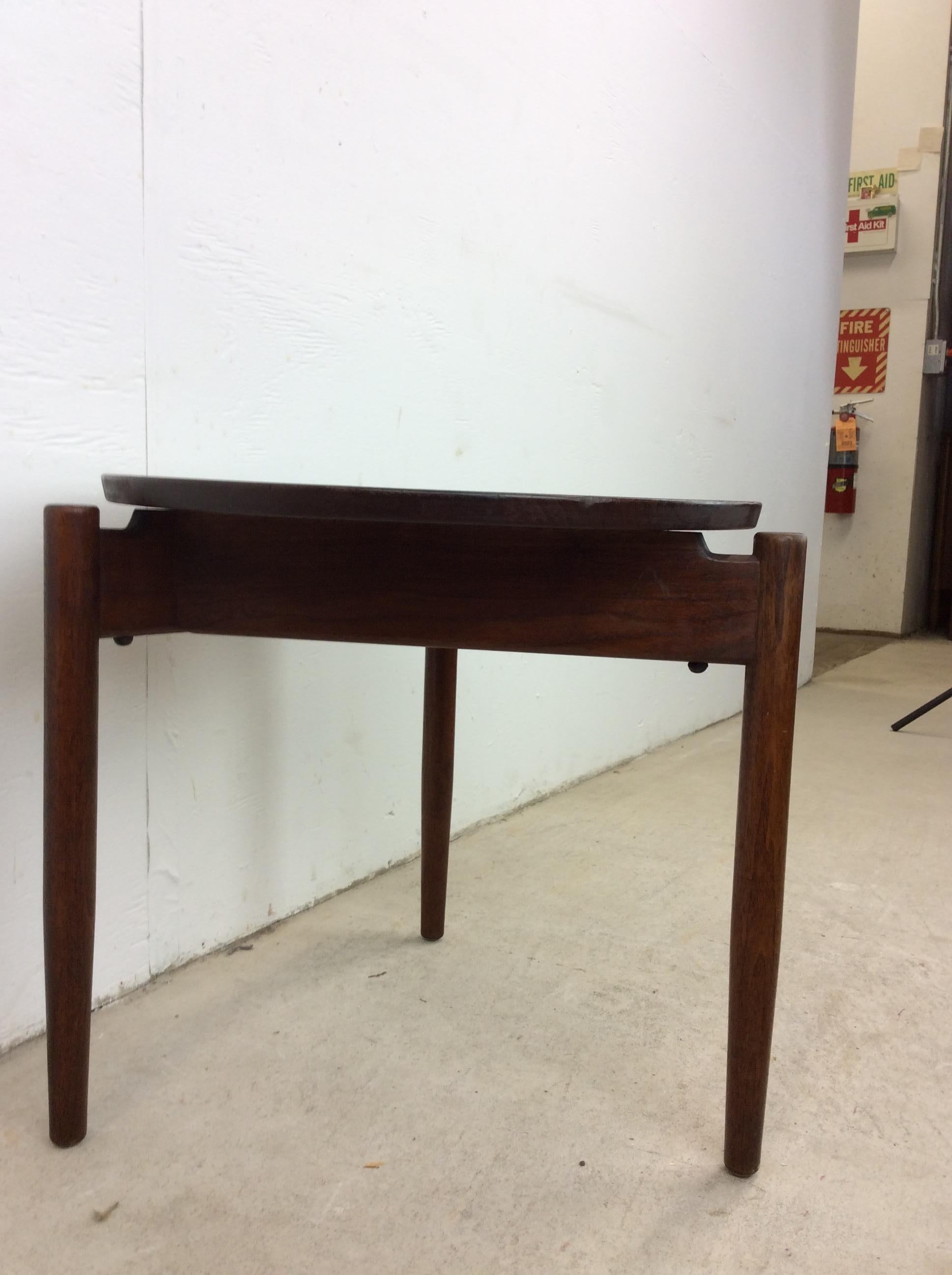 Wood Danish Modern Round End Table / Stool For Sale