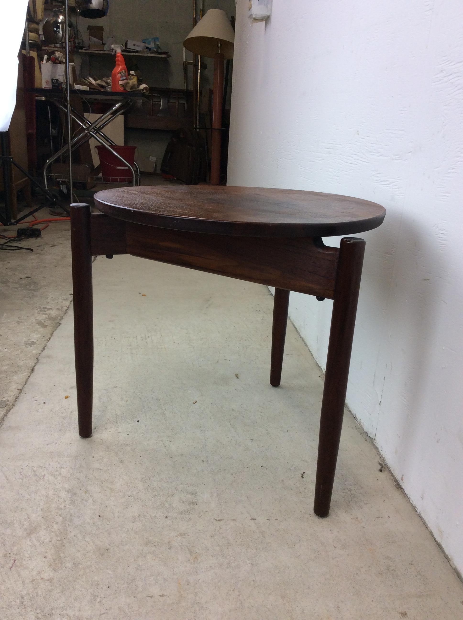 Danish Modern Round End Table / Stool For Sale 2